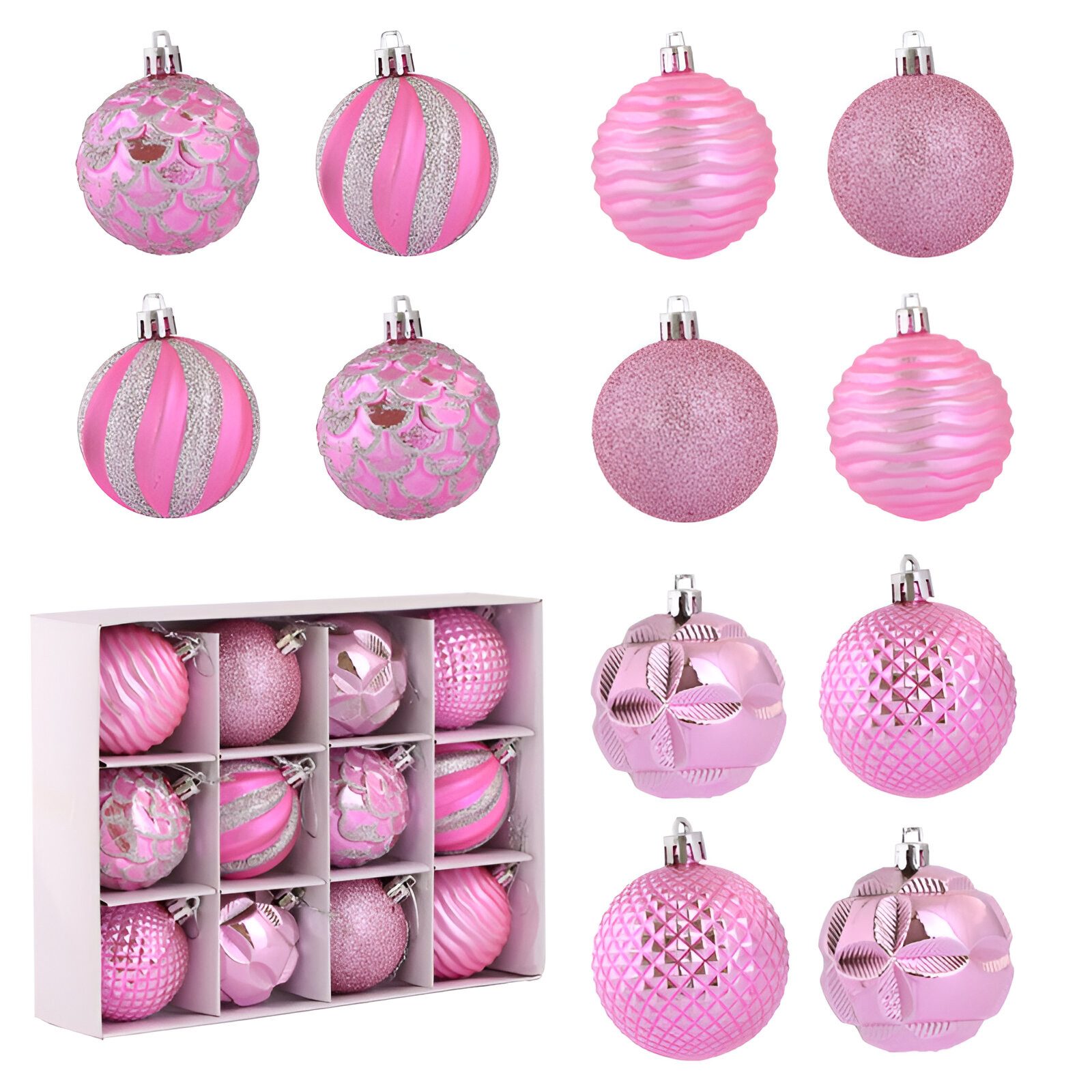 WS-Trend Weihnachtsbaumkugel Новогодние шары 12 St Weihnachtsbaumkugel Christbaumkugel Rosa (12 St)