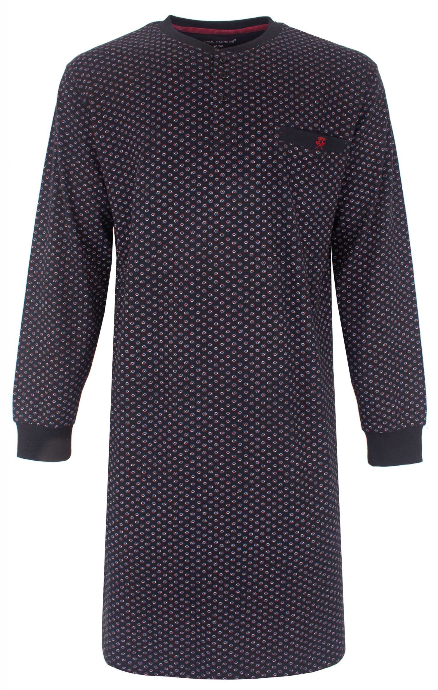 Paul Hopkins Nachthemd Herren Schlafshirt mit langem Arm (1-tlg) Baumwolle günstig online kaufen