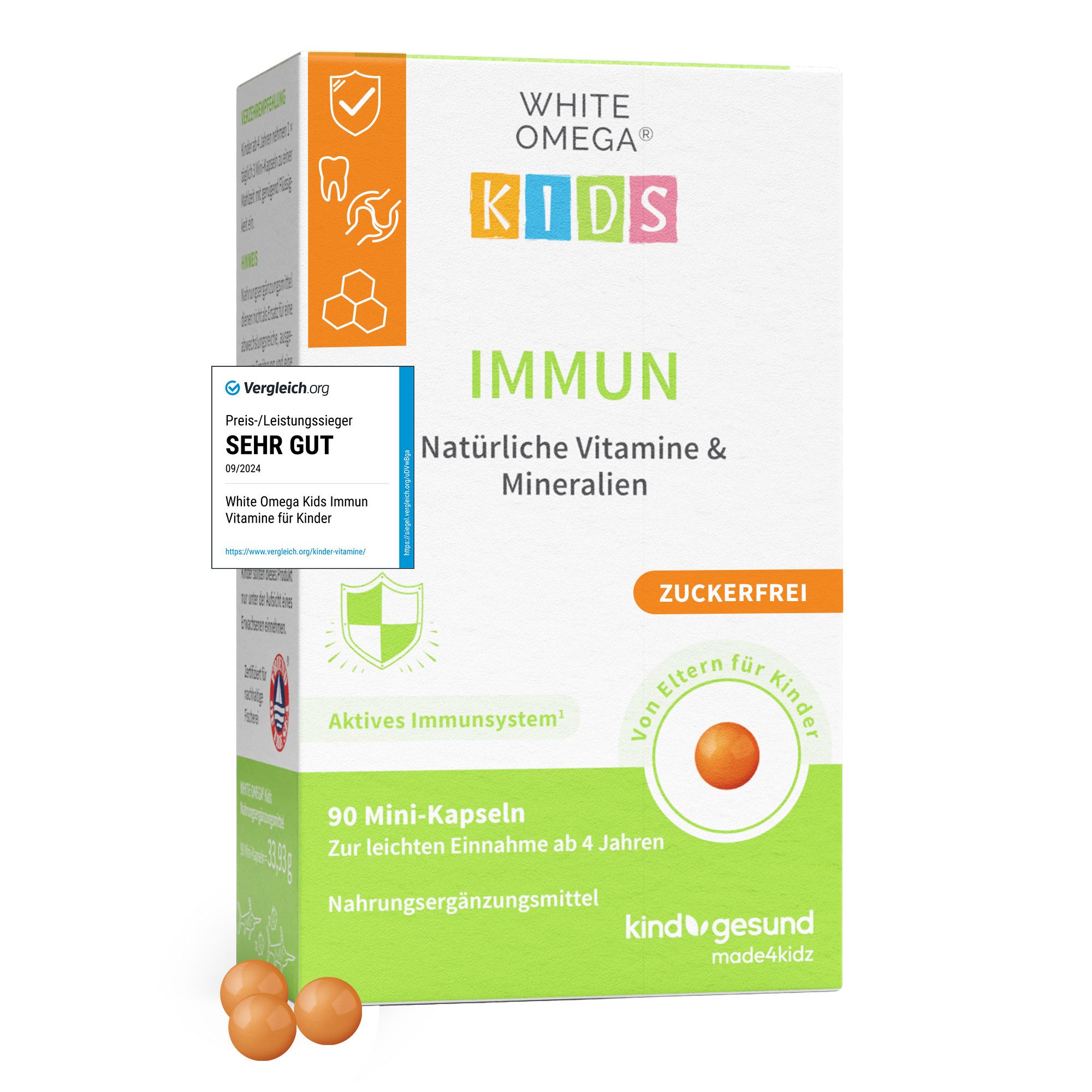 kindgesund Vitamine für Kinder Immunsystem - WHITE OMEGA® Kids Immun Kapseln