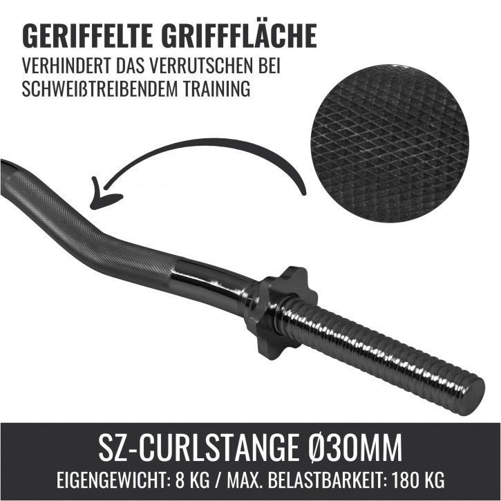 GORILLA SPORTS Curlstange SZ-Curlstange schwarz (1 Chrom, cm, x schwarz 120 Sternverschlüsse) x 120 (100068-00019-0062) 2 Curlstange cm