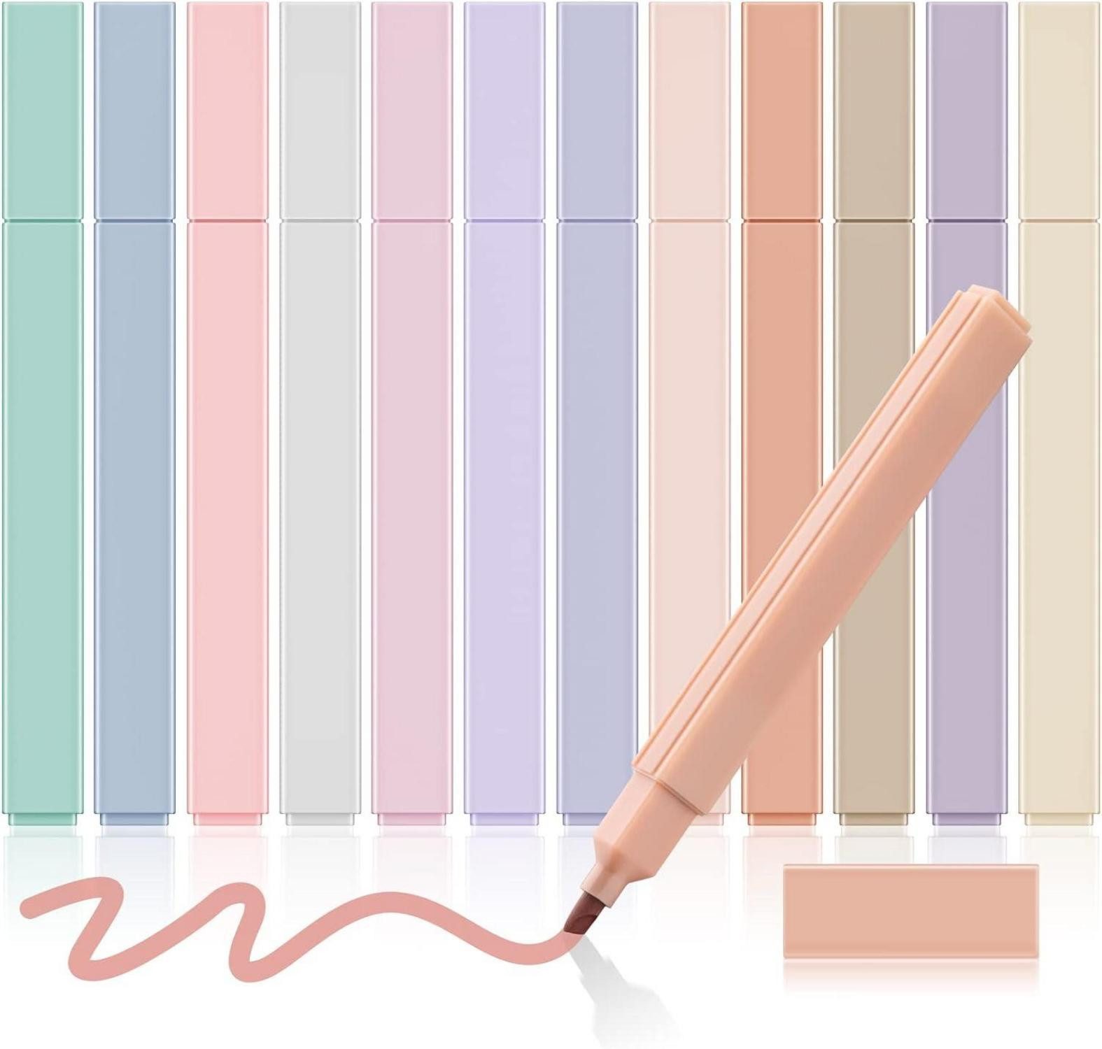 Marker Pastell Textmarker 12er Pack, Highlighter Pen für Journaling und