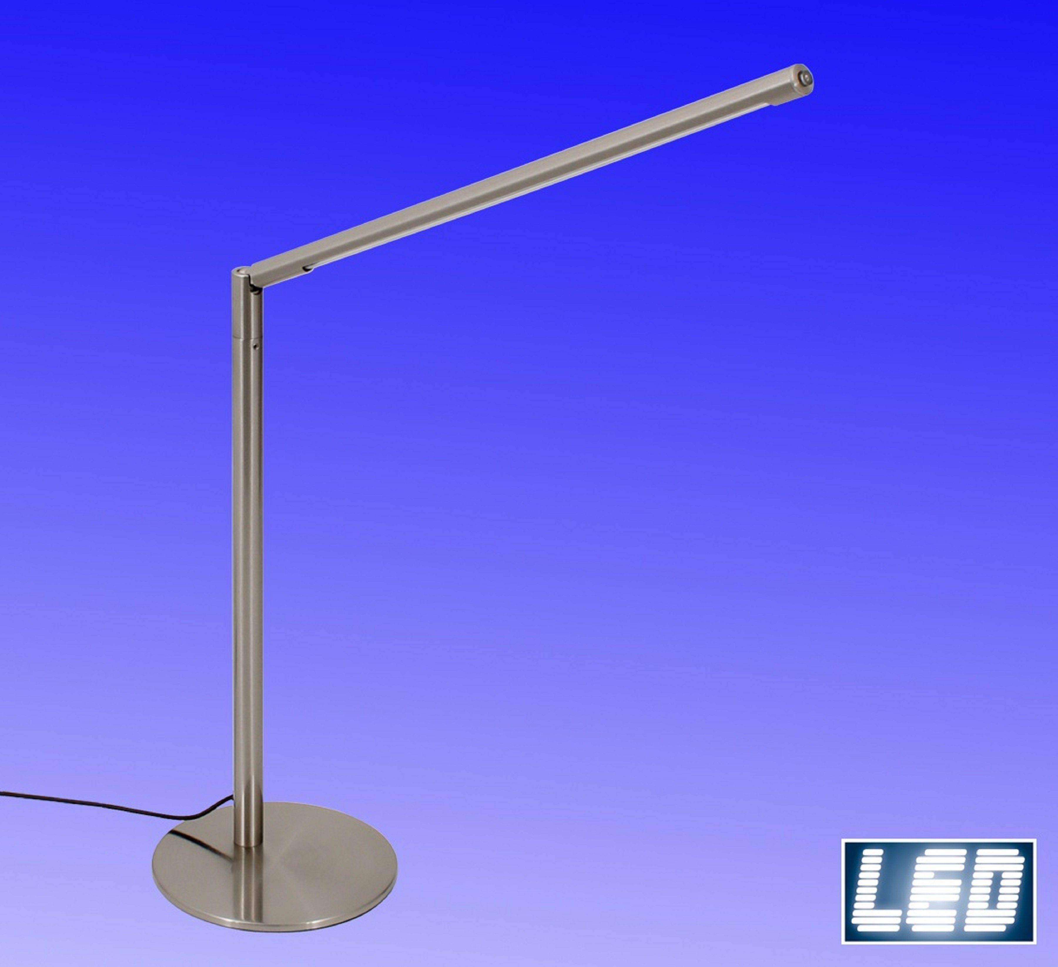 TRANGO LED Tischleuchte, 7489 LED Tischleuchte *STRAIGHT* Edelstahl-Optik Schreibtischlampe I Tischlampe I Leseleuchte I Lichtleise inkl. 1x 6.5 Watt LED Modul, 400 Lumen LED Leuchtmittel 3000K warmweiß
