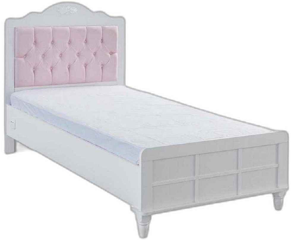 Xlmoebel Jugendbett Kinderliege Bettchen Kinderzimmer Möbel Rosé Holz Chesterfield (1-tlg., Kinderbett), Hergestellt in Europa