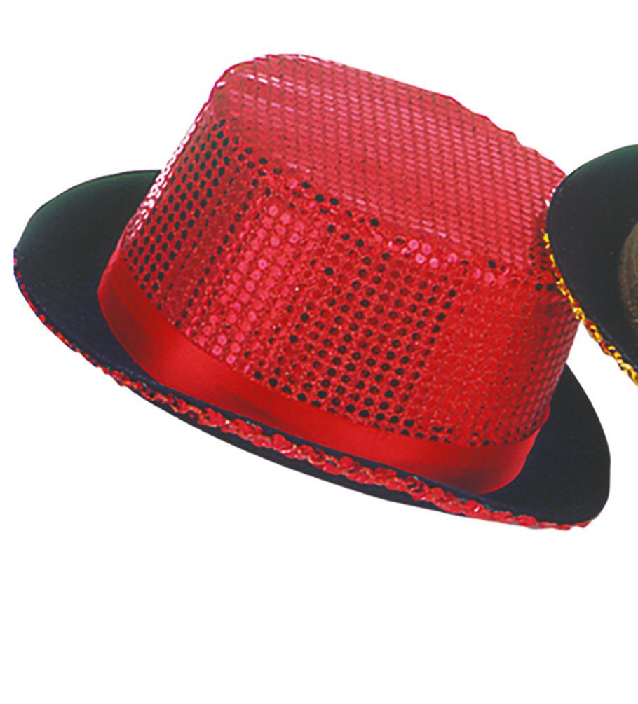 Karneval-Klamotten Kostüm Zylinder Hut Pailletten rot, Zylinderhut Zirkusdi günstig online kaufen