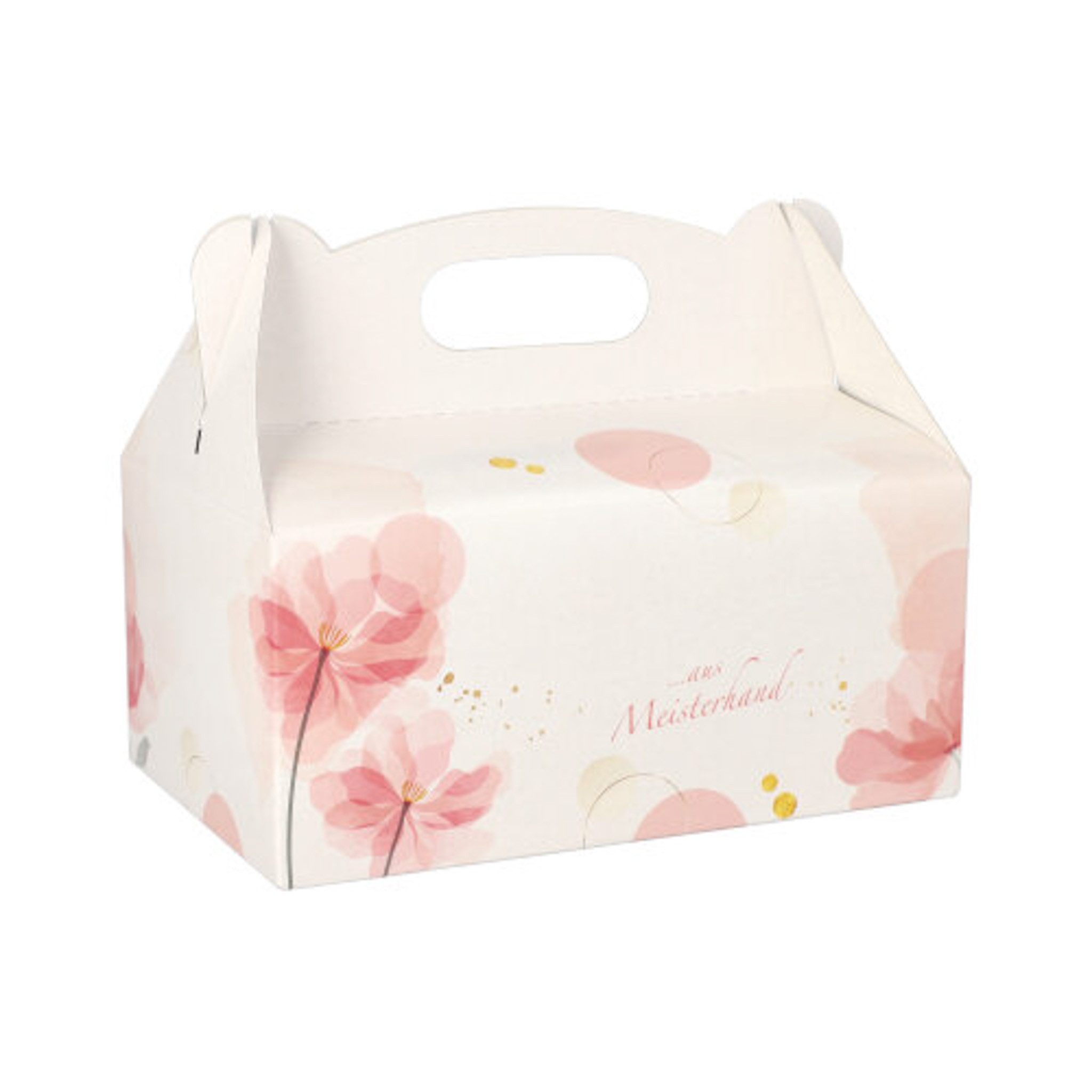 PAPSTAR Kuchentransportbox, Papier, Tortenschachtel mit Griff 20x13x9cm mit Motiv 20er Set Weiß / Rose