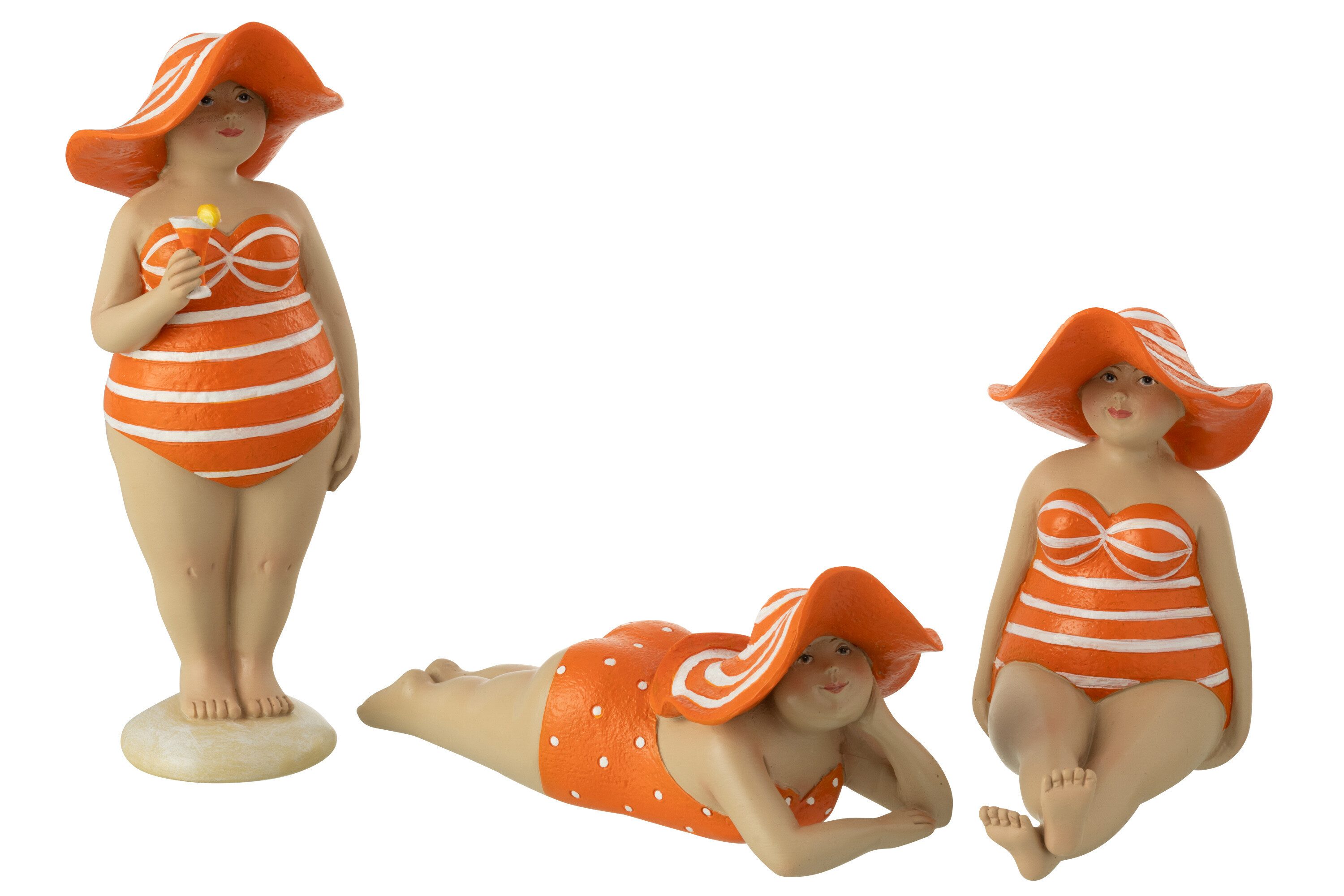 MF Dekofigur Dekofiguren Strandladies 3er Set Polyresin Bunt mit Hut 21,8 cm