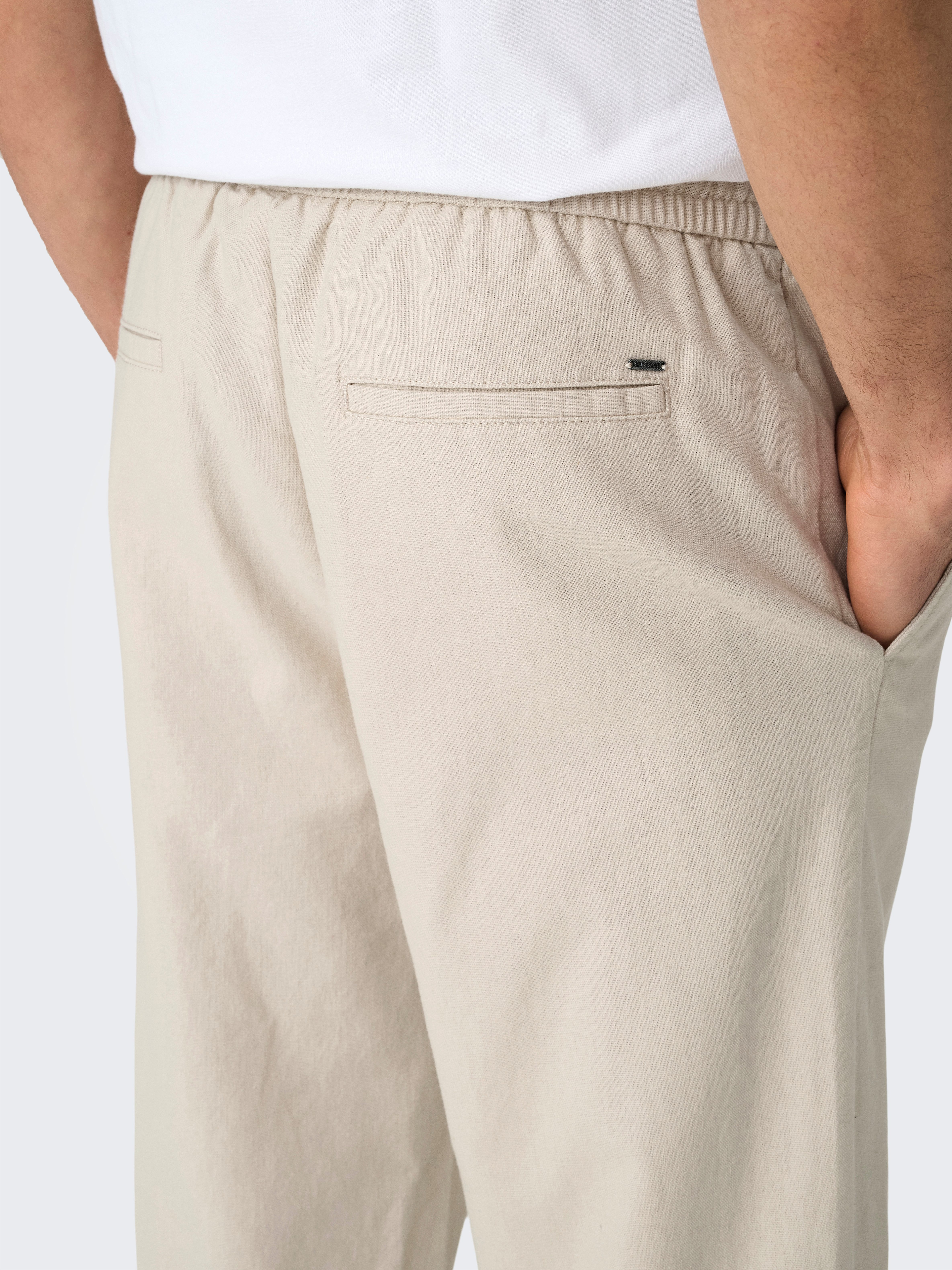 ONLY & SONS Schlupfhose ONSSINUS LOOSE 0007 COT LIN PANT NOOS Baumwolle mit Leinen, locker geschnitten