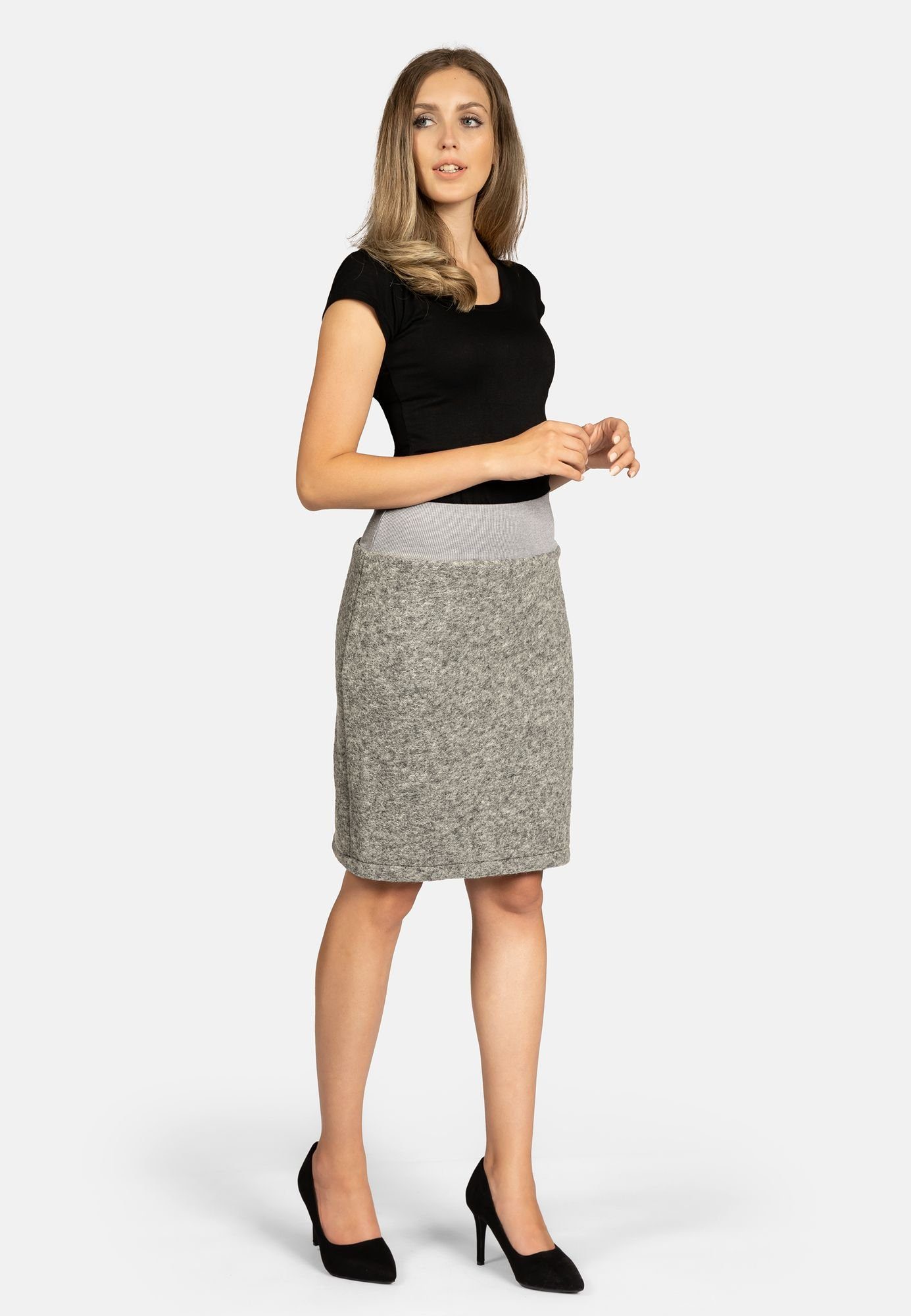 Caspar Bleistiftrock RO031 Damen Winter Bleistift Wollrock knielang günstig online kaufen