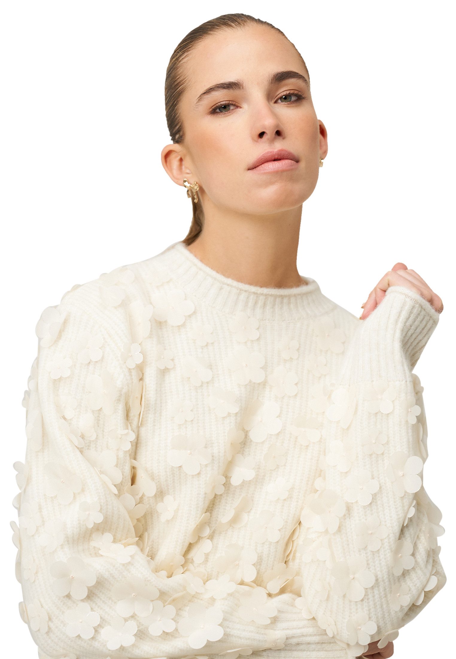 Zero Strickpullover Damen mit 3 D Blüten (1-tlg) weiteres Detail