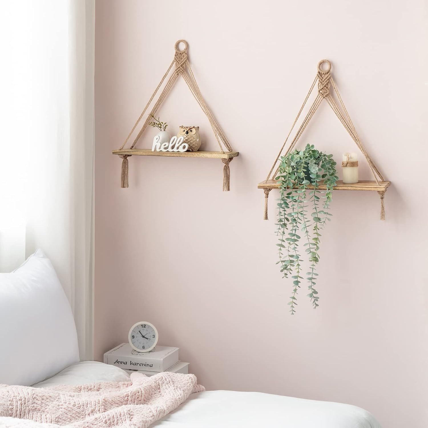 Coonoor Wanddekoobjekt Wandregal, Boho Makramee Holzregal Wandbehang, Handg günstig online kaufen