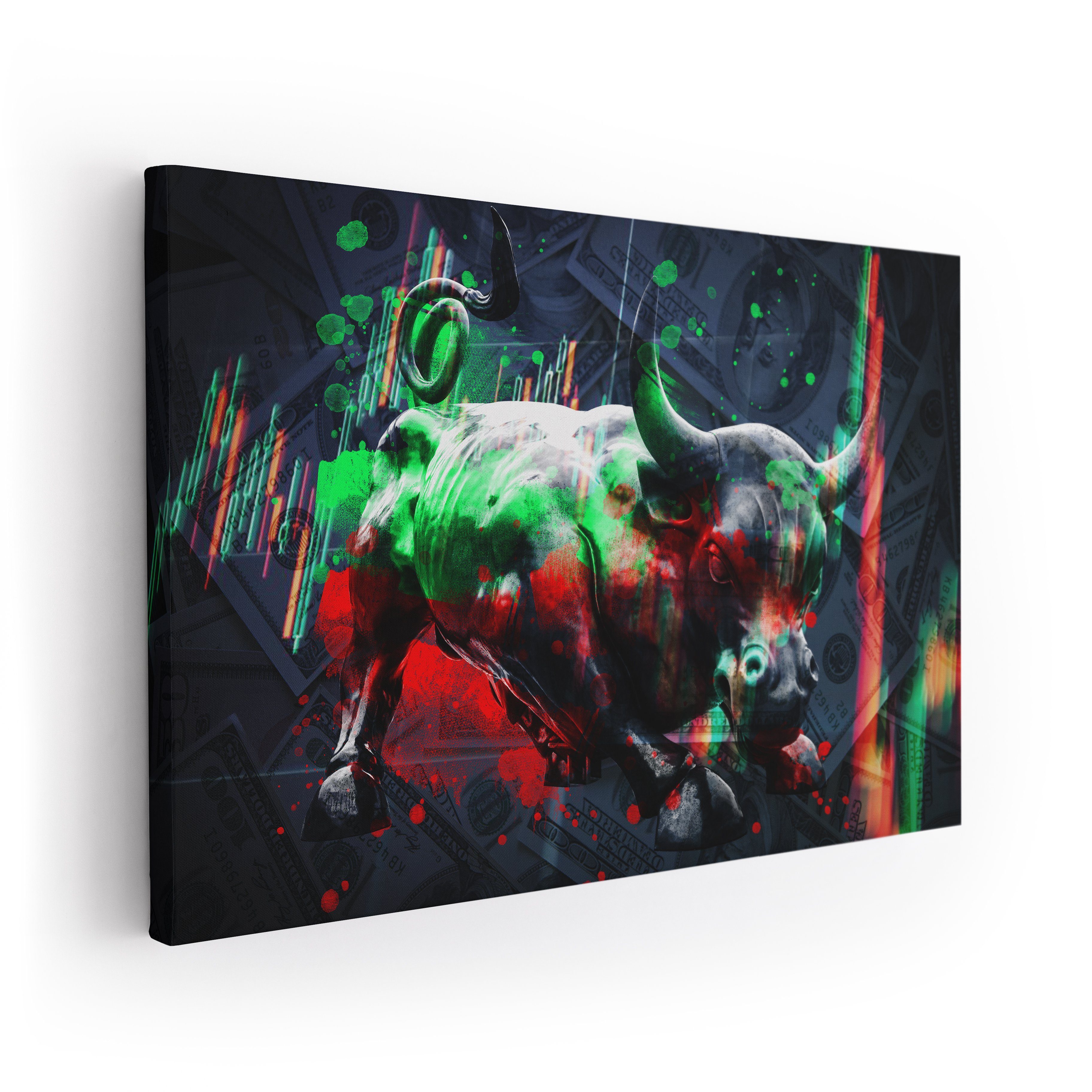 ArtMind XXL-Wandbild The Bull - Börse, Premium Wandbilder als Poster & gerahmte Leinwand in 4 Größen, Wall Art, Bild, moderne Kunst