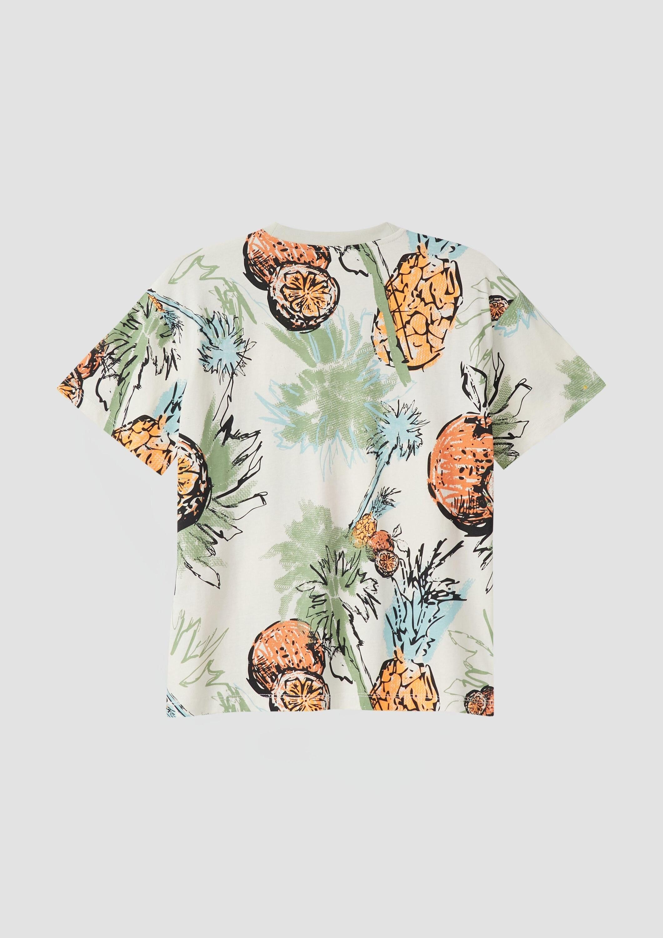 s.Oliver Kurzarmshirt T-Shirt Oversize T-Shirt mit All-over-Print