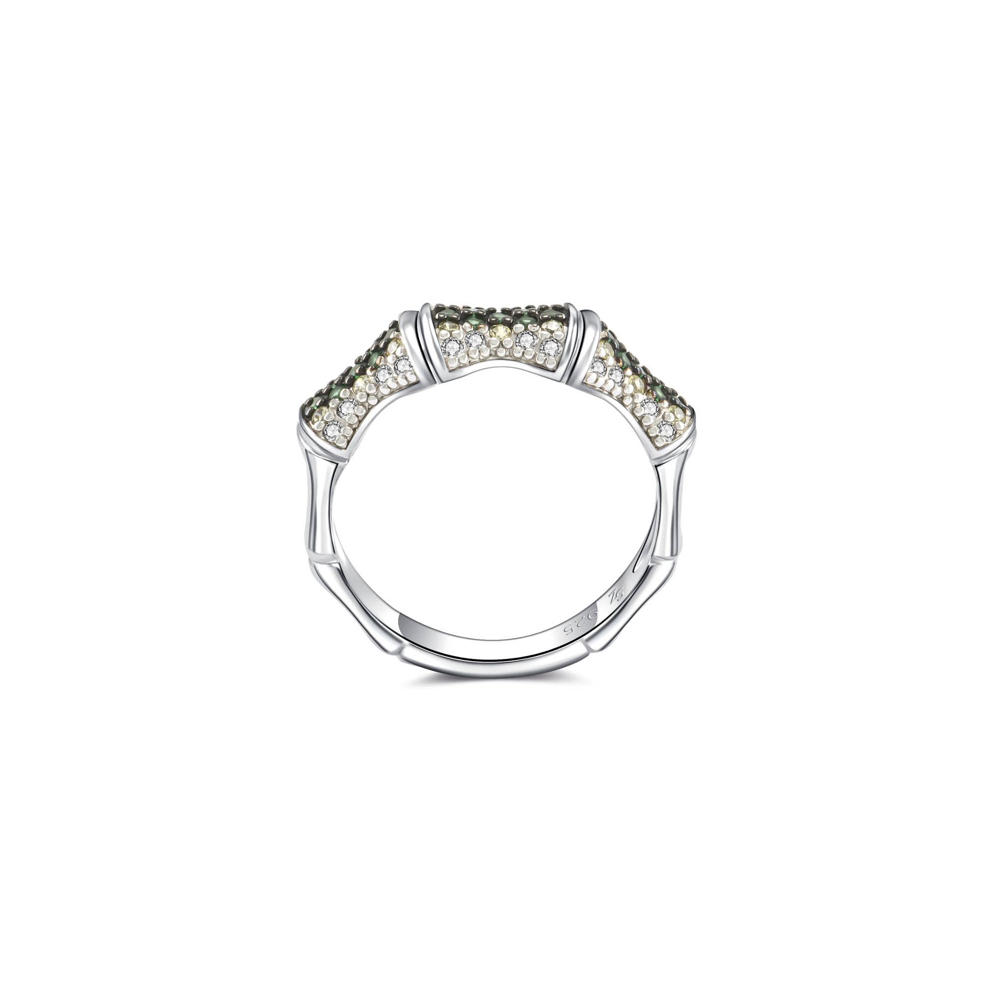 Seinerzeit FLORA & FAUNA Silberring Emerald Bambus Ring (1-tlg), Material: 925 Sterling Silber