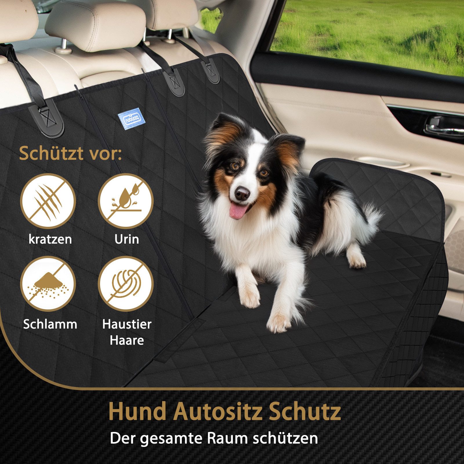nobleza Tier-Autoschondecke Hunde-Autositzbezug für Rücksitz,Autoschondecke