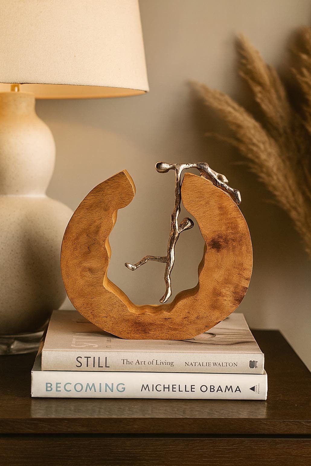 Kobolo Dekoobjekt Dekofigur Holzdeko Holzfigur TRUST, Holz und Metall Skulp günstig online kaufen