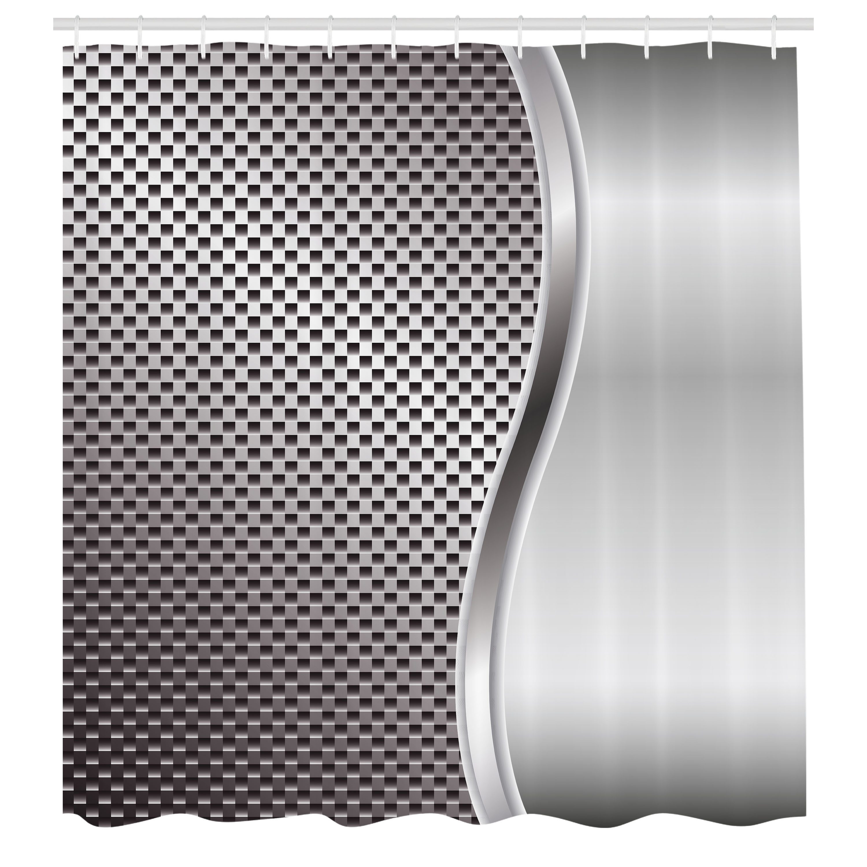 Abakuhaus Duschvorhang Moderner Digitaldruck mit 12 Haken auf Stoff Wasser Resistent Breite 175 cm, Höhe 180 cm, Geometrisch Platz geformtes Grids