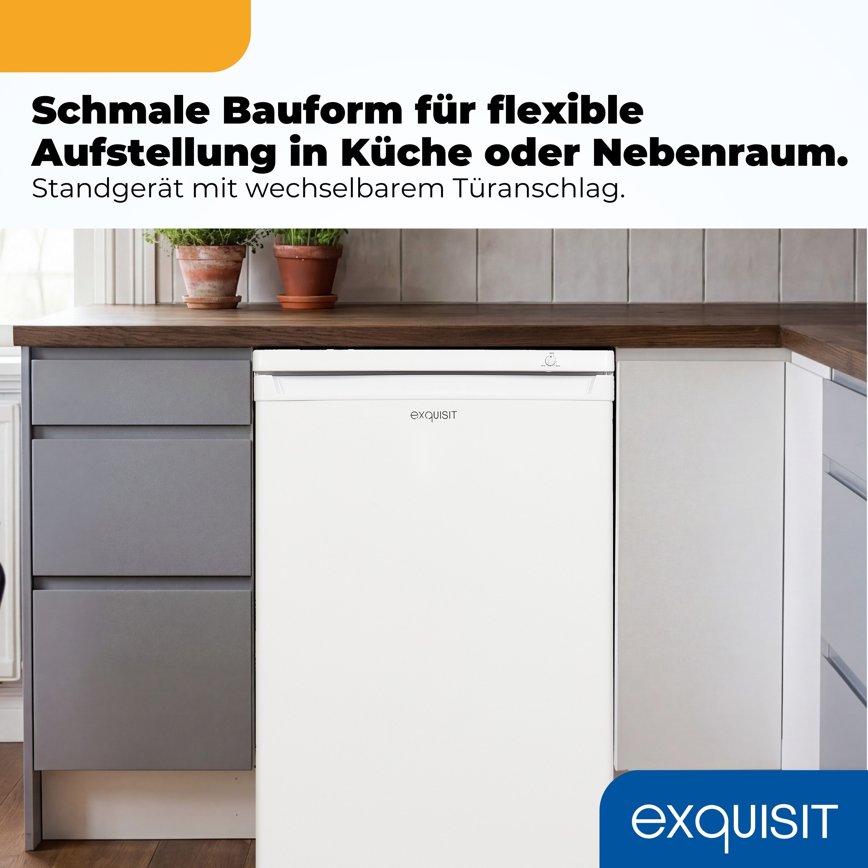 exquisit Gefrierschrank GS512-040E, 85.5 cm hoch, 55 cm breit, 91 l Nutzinhalt, 4 Gefrierschubladen, 40 dB Geräuschklasse C