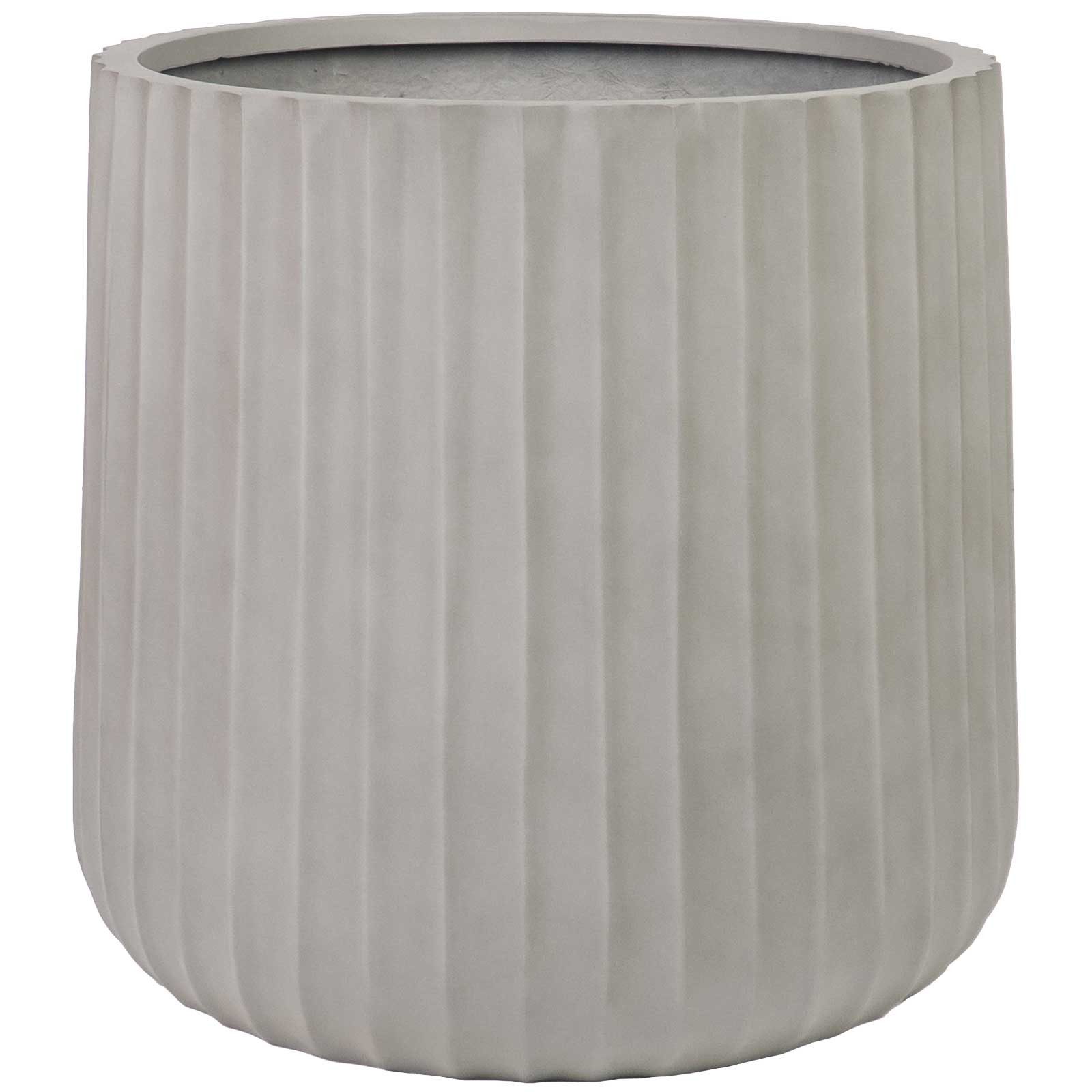 VIVANNO Blumentopf Fiberglas VEKRA ARC Rund - Betongrau Geriffelt (1 St), 42x40 cm