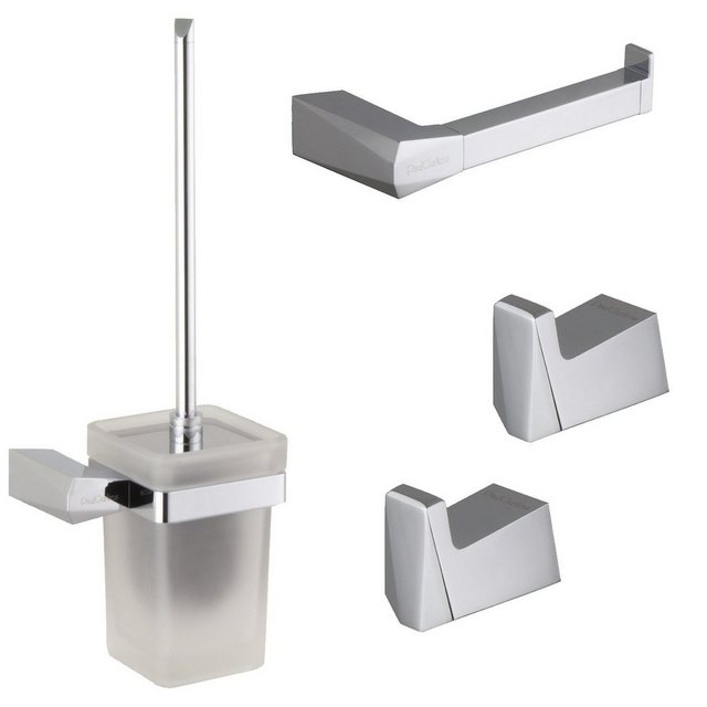 PaulGurkes Badaccessoires-Sets “PGSETSTEIN1”, PaulGurkes eckiges Bad-Accessoires Set Handtuchhaken WC-Papierhalter WC-Bürste