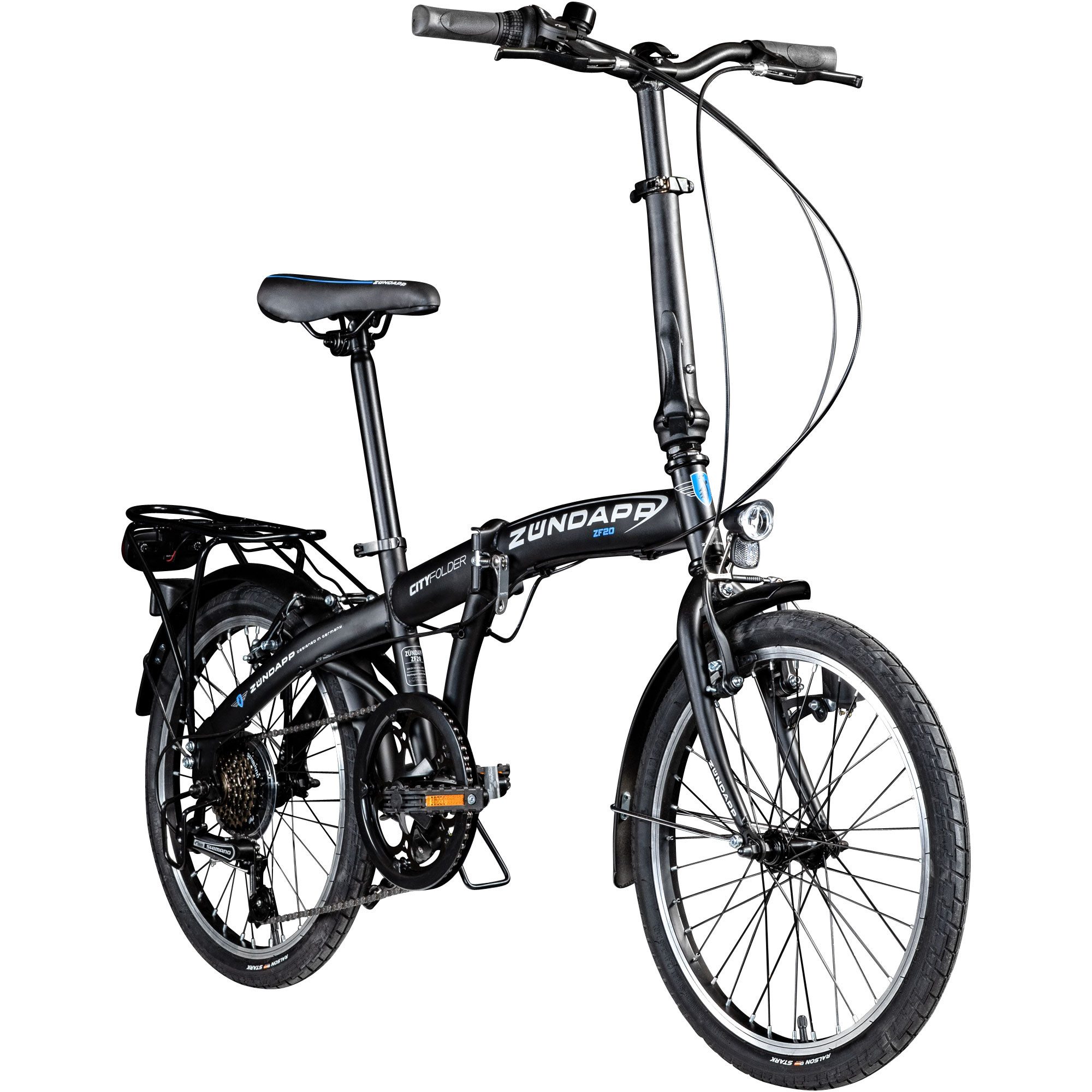 Zündapp Faltrad ZF20 Speed Folder, 6 Gang Shimano Tourney Schaltwerk, Kettenschaltung, Speed Folder 20 Zoll Klapprad Faltrad Stadtrad Fahrrad Klappfahrrad