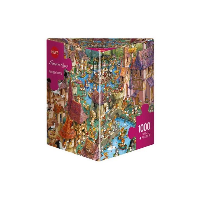 HEYE Puzzle 294960 - Bunnytown Cartoon im Dreieck 1000 Teile -... Puzzleteile
