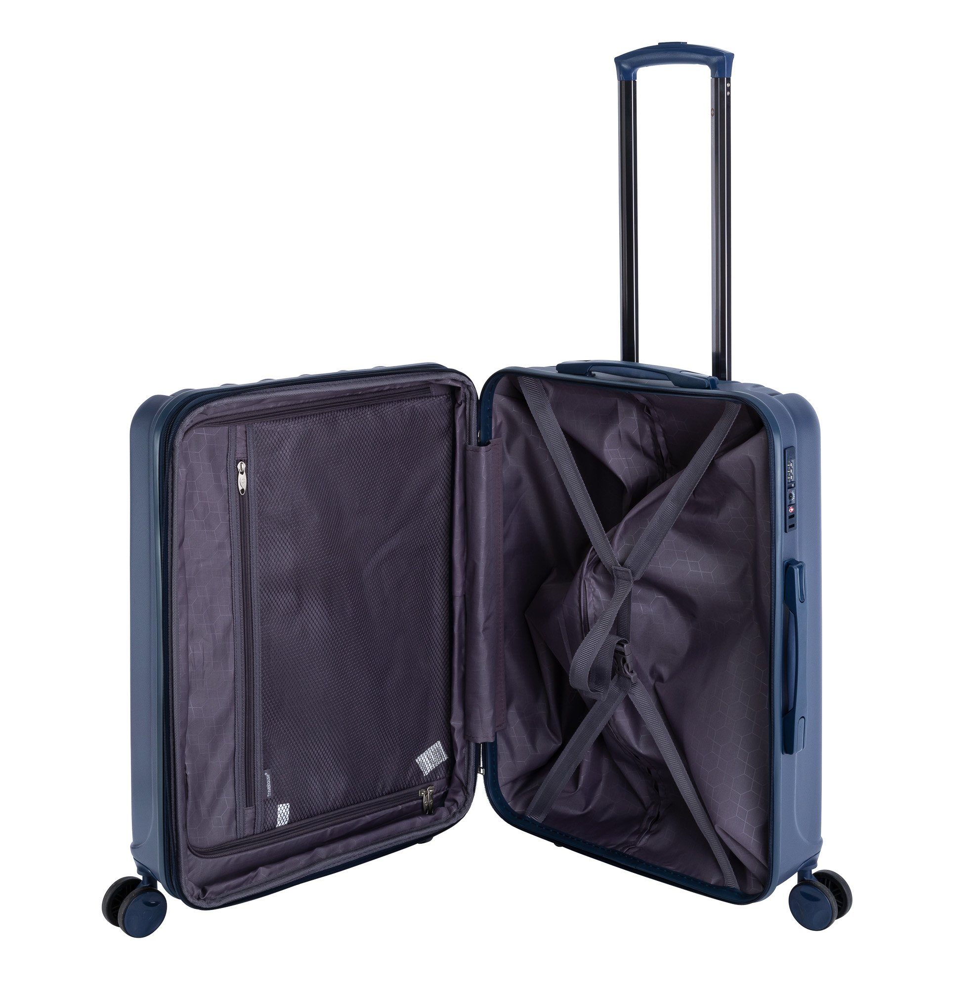 Travelhouse Hartschalen-Trolley Porto, 4 Rollen, Dehnfalte +15% Volumen, robuste Reißverschlüsse, große Rollen
