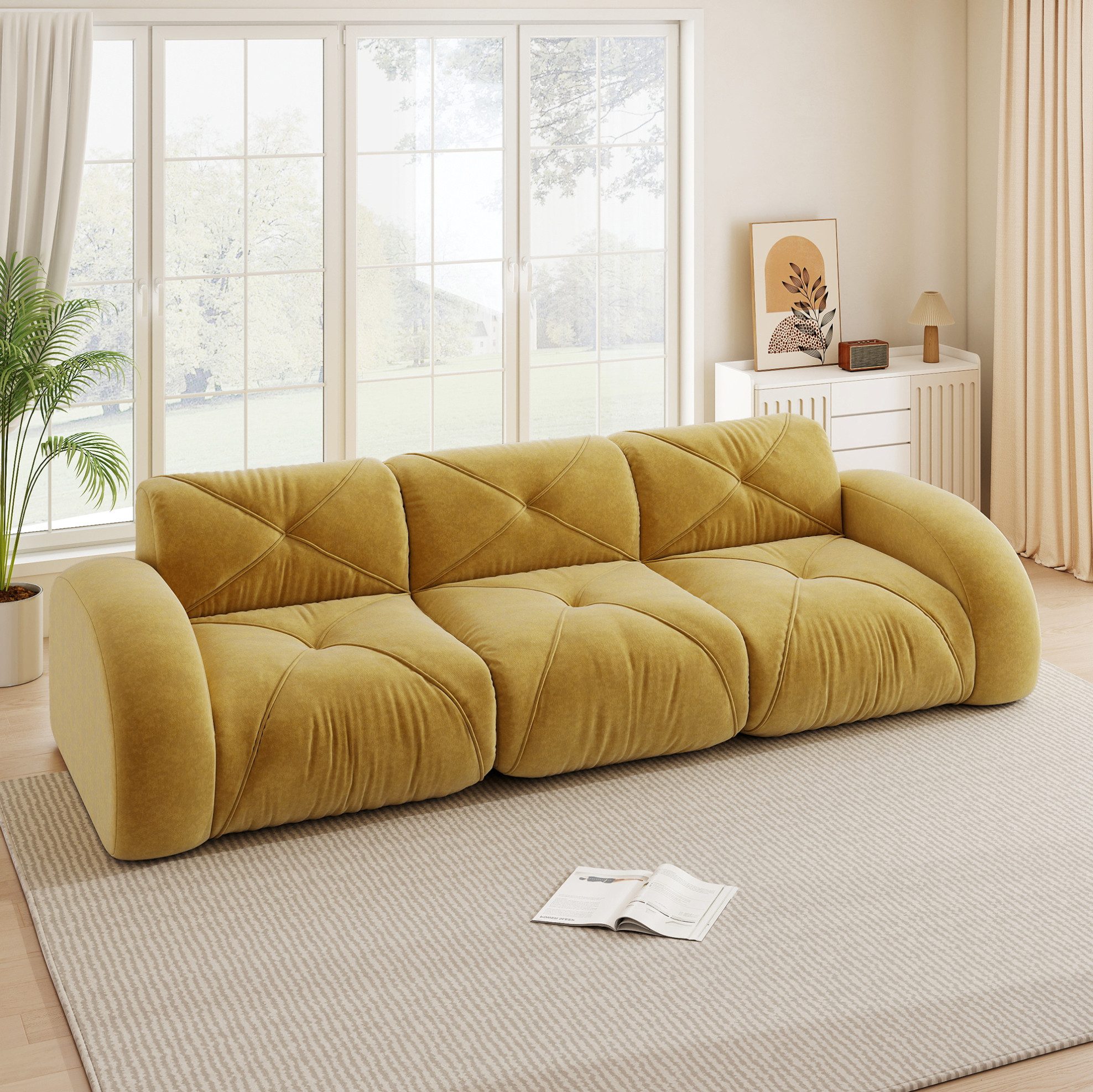 MODFU Loungesofa Chenille-Modulsofa, mit hochdichtem 32D-Schaumstoff für wolkenweichen Komfort, stabile Unterstützung und langlebige Nutzung im modernen Wohnzimmer 1 Teile