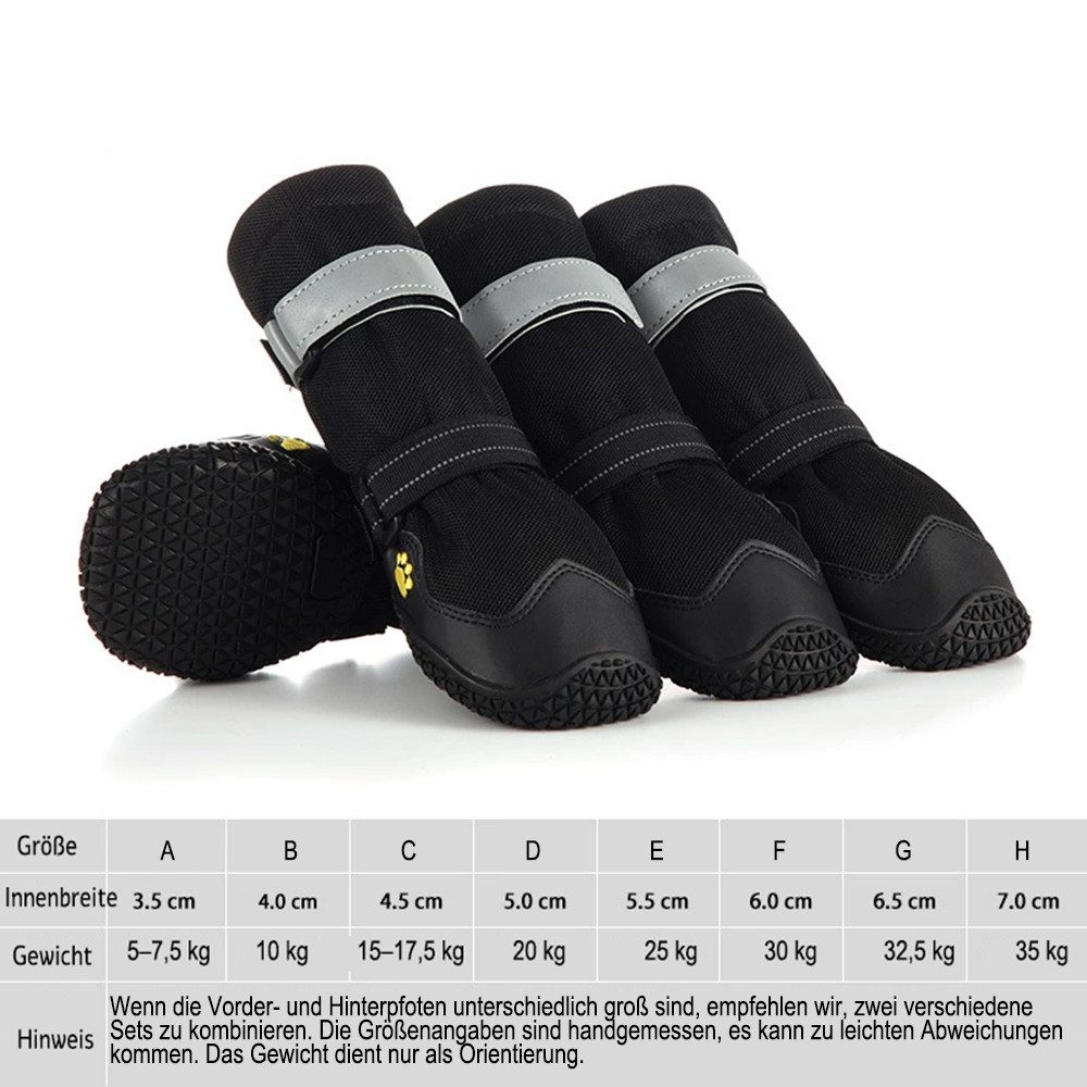 Ledander Pfotenschutz Rutschfeste Hundeschuhe mit reflektierenden Riemen, wasserdicht, (4-tlg), mit Verstellbarem Klettverschluss,Hundeschuhe Warme,Hundesocken