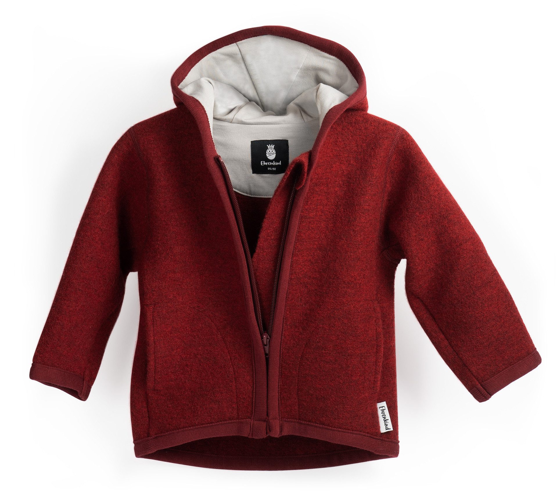 Ehrenkind Walkjacke, Jacke für Kinder aus Merino Schurwolle mit Reißverschluss (aus hochwertiger Walkwolle, atmungsaktiv und temperaturausgleichend) Jacke für Jungen und Mädchen