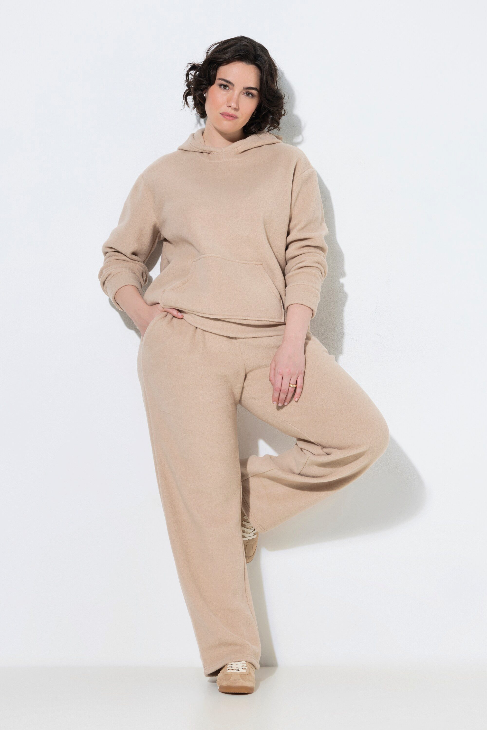 Ulla Popken Funktionshose Hose Rose weites gerades Bein Elastikbund