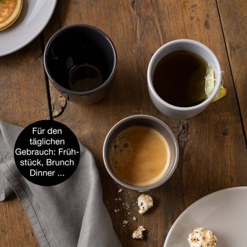 Moritz & Moritz Becher Becher Set Geschirr grau, Keramik, geeignet für Mikrowelle und Spülmaschine