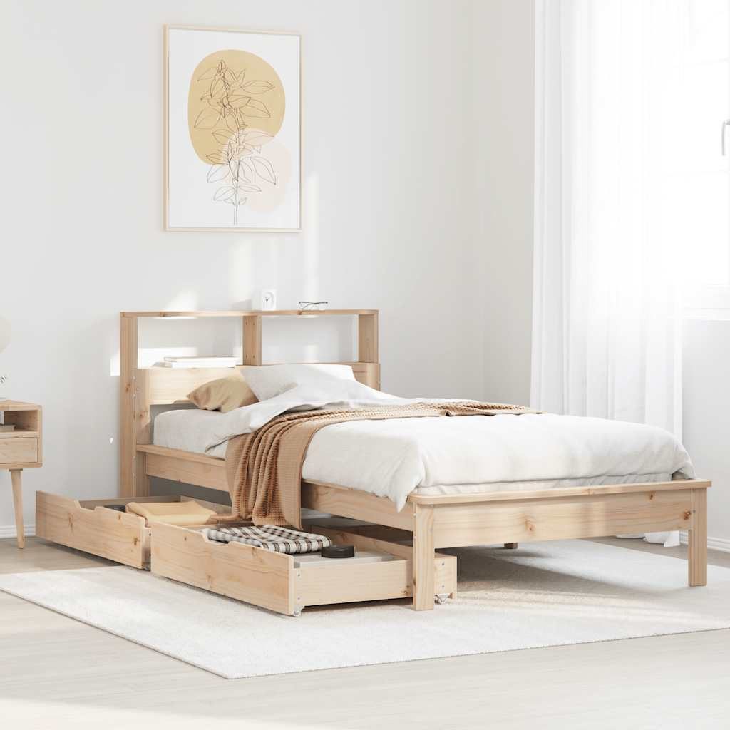 vidaXL Bett Bücherregalbett ohne Matratze 75x190 cm Massivholz Kiefer