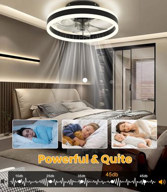 AOYATE Deckenventilator Deckenventilator Mit Beleuchtung, LED Deckenleuchte mit Ventilator, Leise Ventilator Licht, Für Wohnzimmer Schlafzimmer Esszimmer