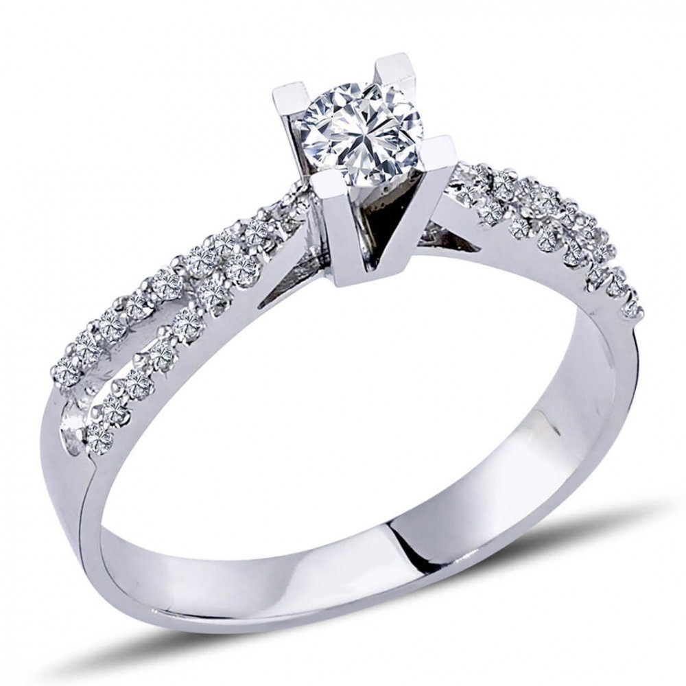 EinStein Diamant Diamantring 0,41 Carat Diamant Solitär Ring Antragsring 14  Karat Weißgold, Ihr Diamantschmuck-Hersteller