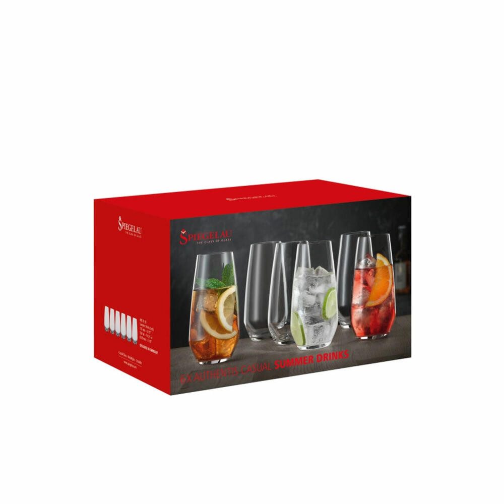 SPIEGELAU Cocktailglas Authentis Casual Summerdrinks 6er Set 550 ml, Kristallglas