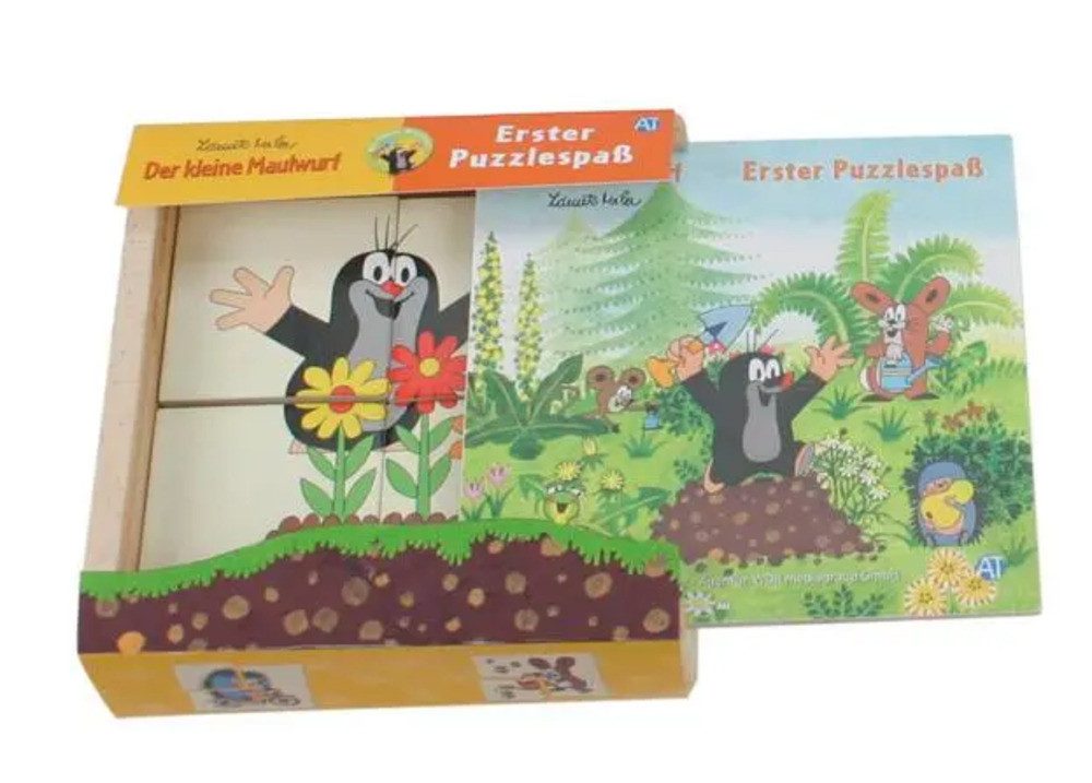 Trötsch Verlag Puzzle Erster Puzzlespaß aus Holz "Der kleine Maulwurf". 4 Motive mit je 4..., Puzzleteile