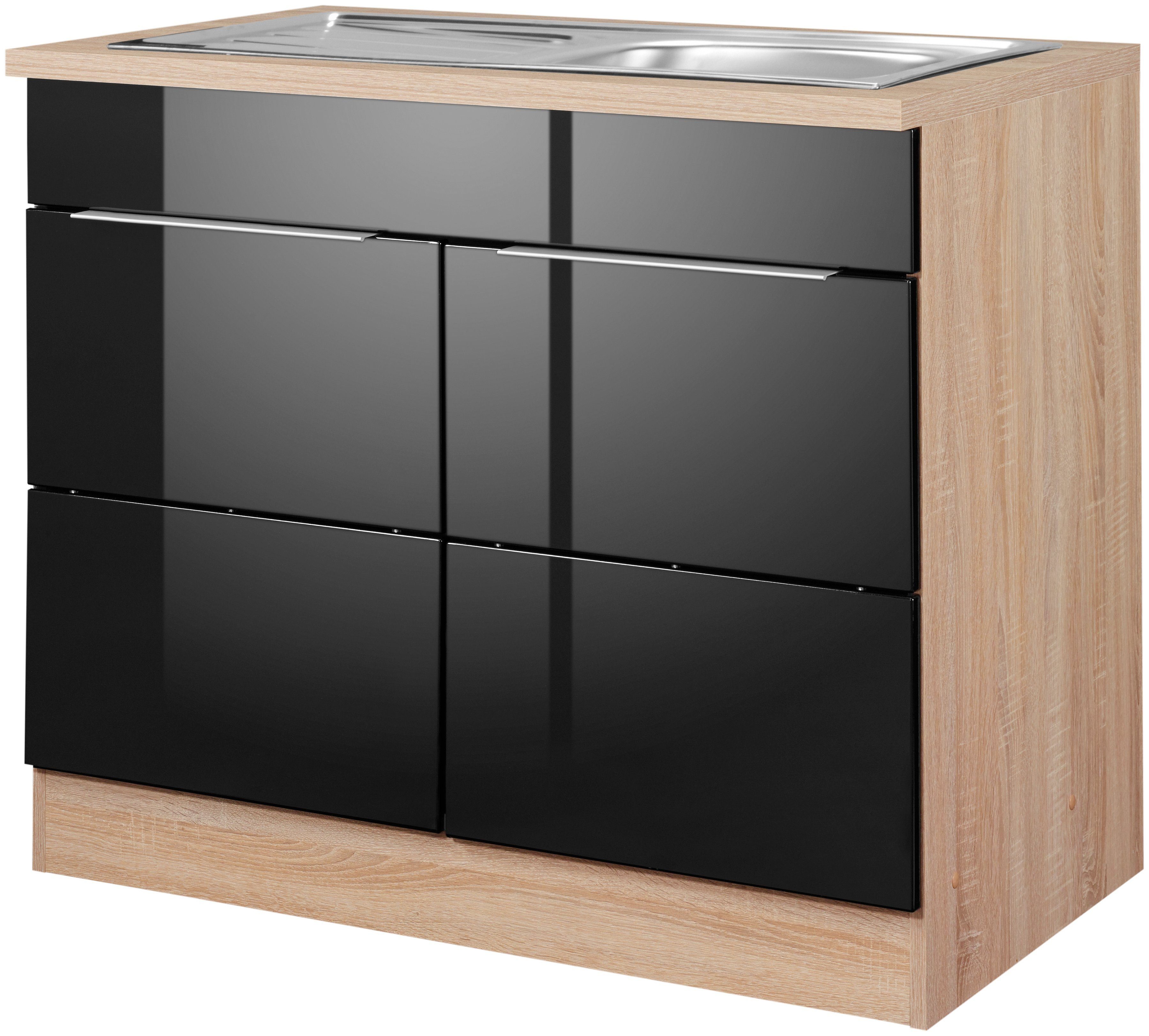 KOCHSTATION Spülenschrank KS-Brindisi 100 cm breit, inklusive Einbauspüle