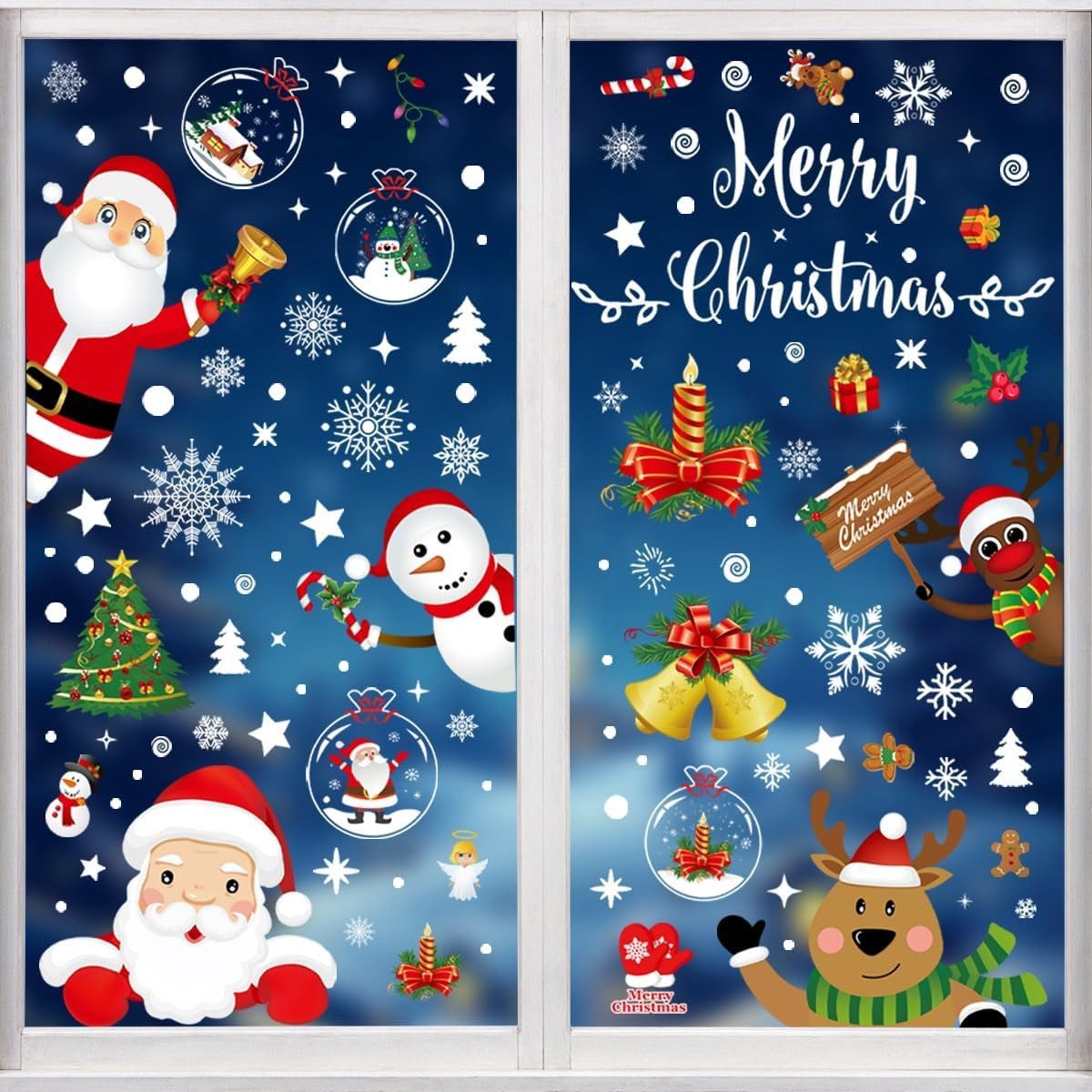 TK Gruppe Fensterbild Weihnachts-Fensterbilder, Sticker selbstklebend Weihnachten Deko, selbstklebend