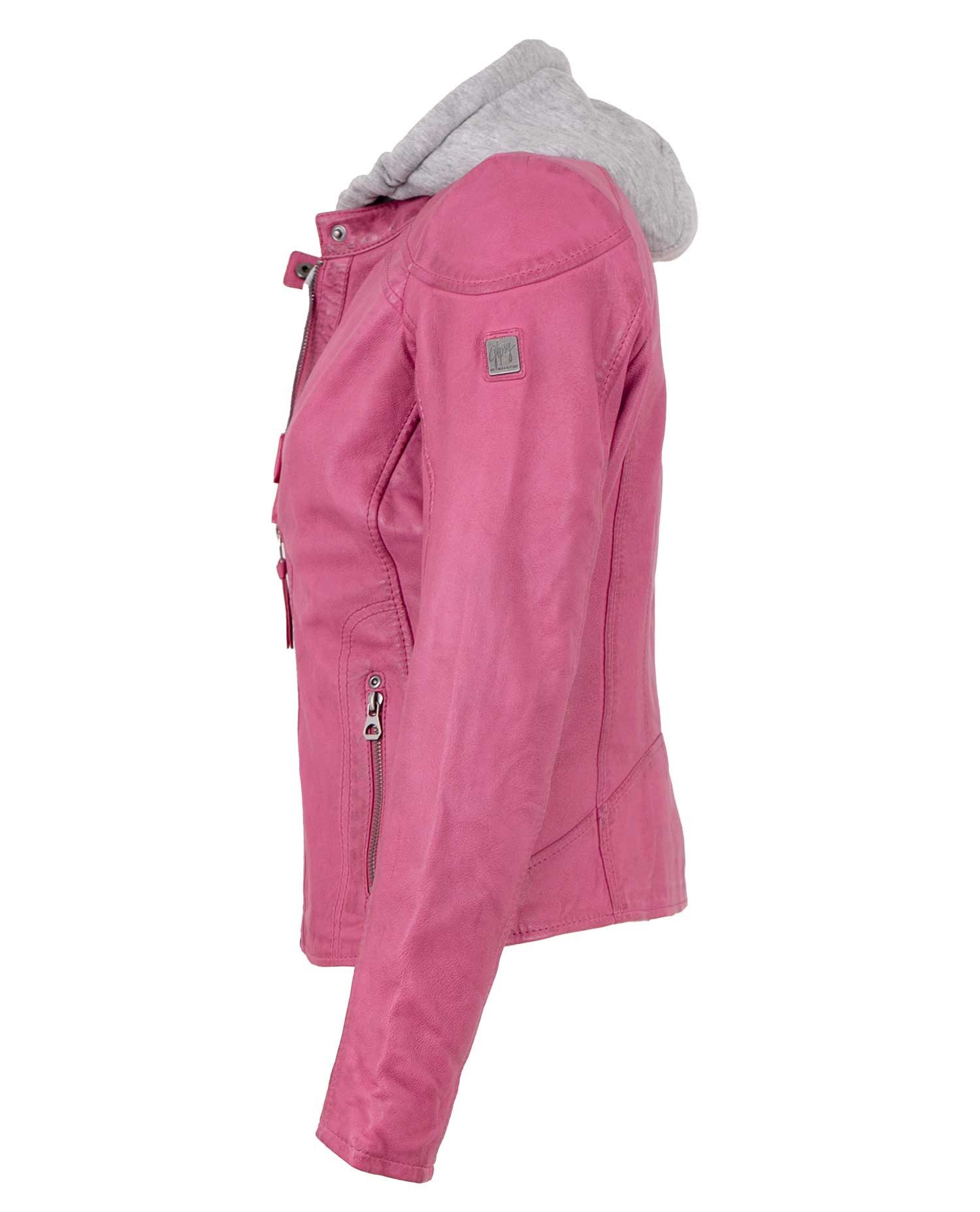 Gipsy by Mauritius Lederjacke GWApril Gipsy by Mauritius - Damen Lederjacke Lammnappa Kapuze pink