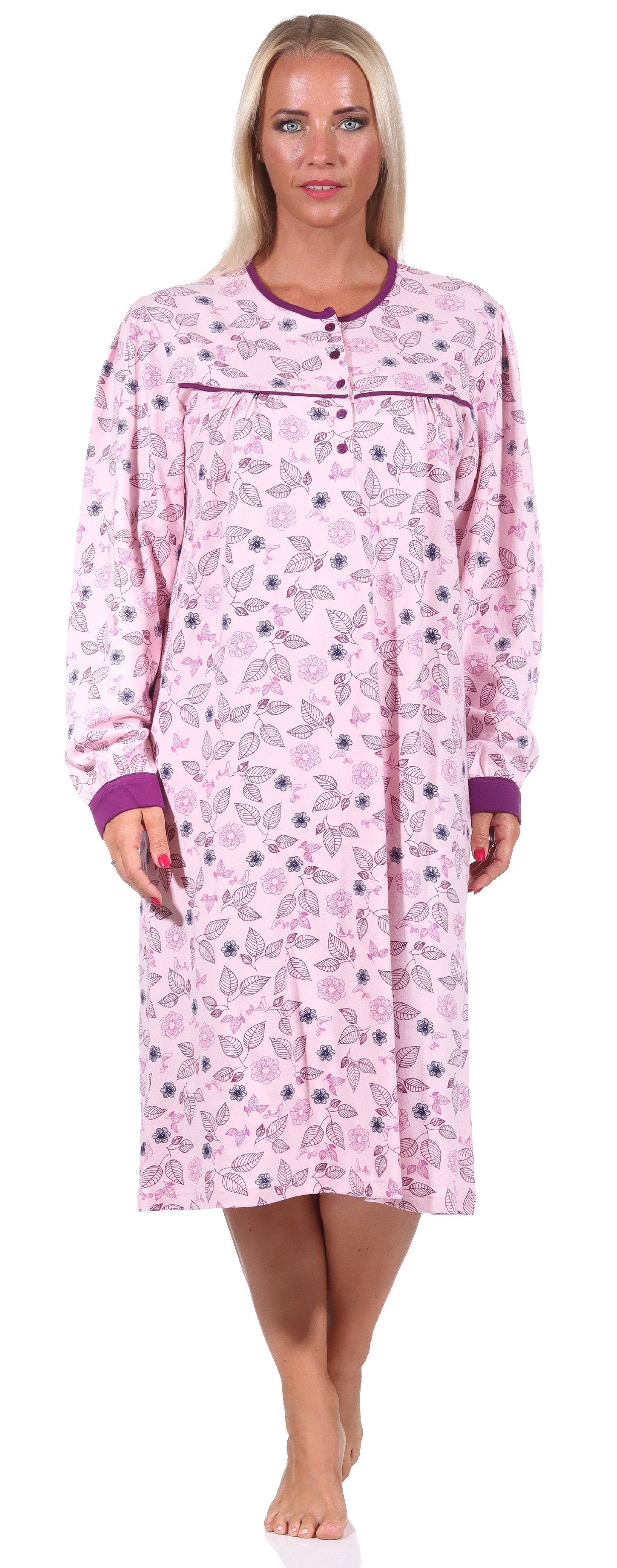 Kuschelinterlock-Qualität in Edles Übergröße Normann in Nachthemd Damen Nachthemd -auch rosa