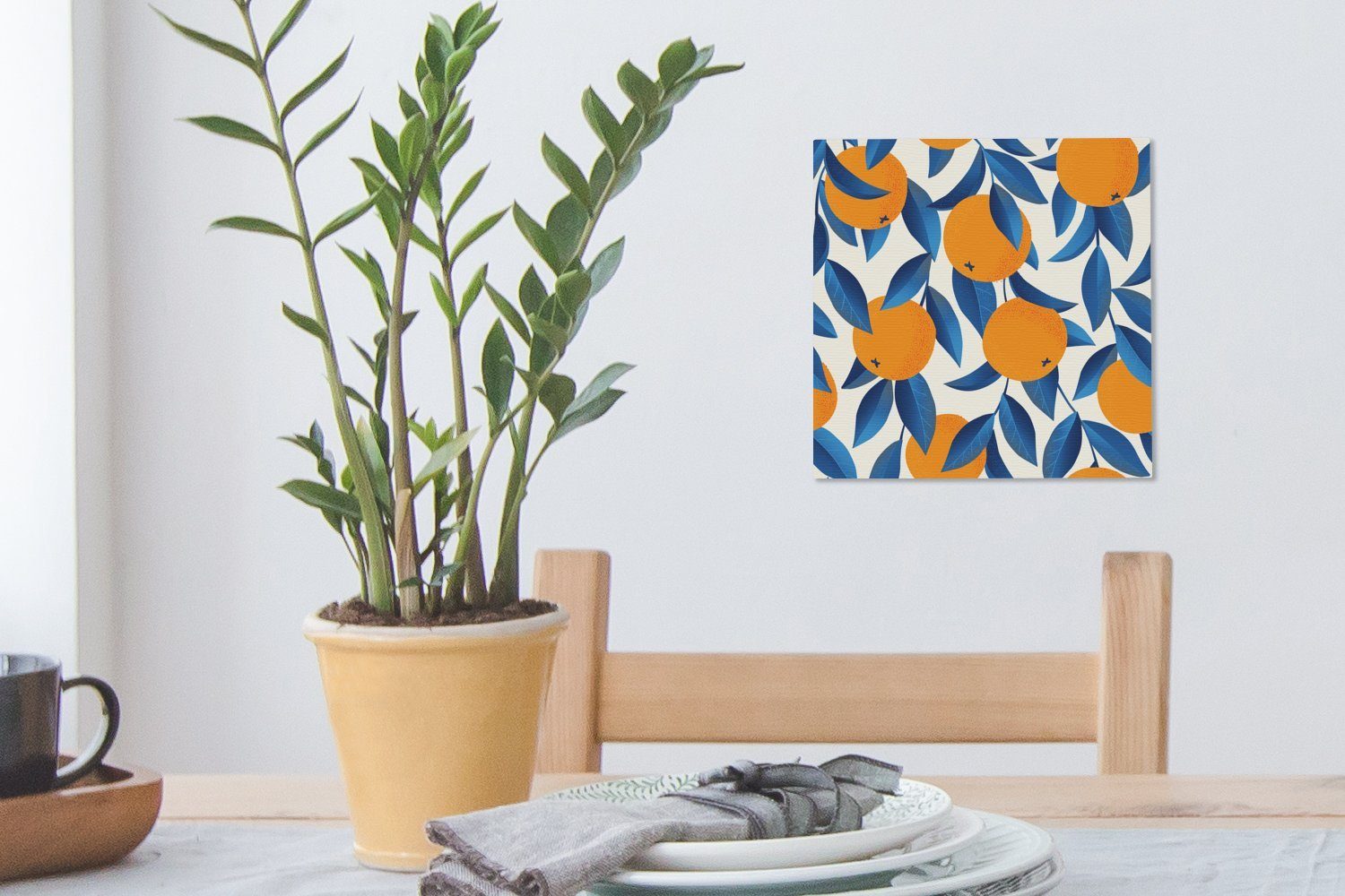 (1 Orange - Design, OneMillionCanvasses® Bilder Leinwand Blau St), für Schlafzimmer Wohnzimmer - Leinwandbild
