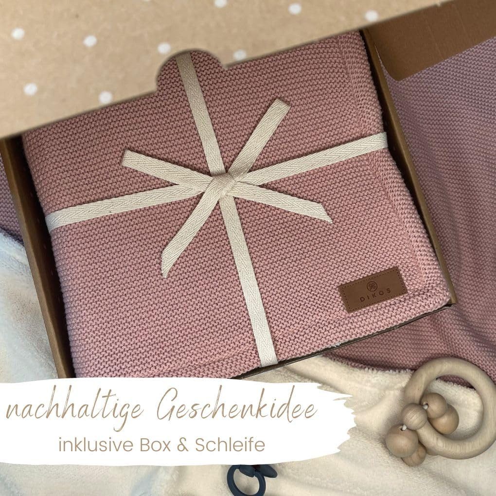 Babydecke Winterdecke Neugeborene Baumwolle/ Fleece OEKO-TEX® Kinderwagendecke, DIKOS, PREMIUM Qualität, ALTROSA/GRAU, warm, kuschelweich, Babygeschenk
