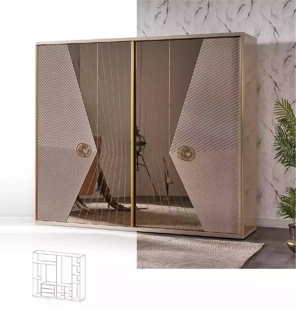 JVmoebel Schwebetürenschrank Beiger moderner Schwebetürenschrank aus Holz für das Schlafzimmer (1-St., Schwebetürenschrank) Made in Europa