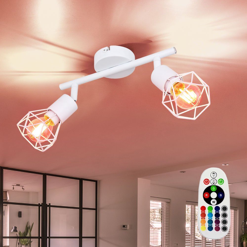 etc-shop LED Deckenspot, Leuchtmittel inklusive, Warmweiß, Farbwechsel, Retro Decken Strahler Fernbedienung Lampe Käfig Spots