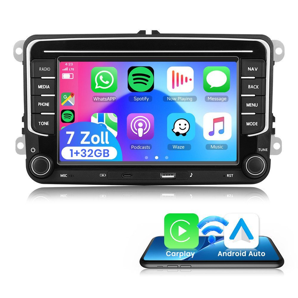 Hikity Android 13 Autoradio 7 Zoll mit Navi Bluetooth WiFi Mirror Link für VW Autoradio (Digitalradio (DAB)