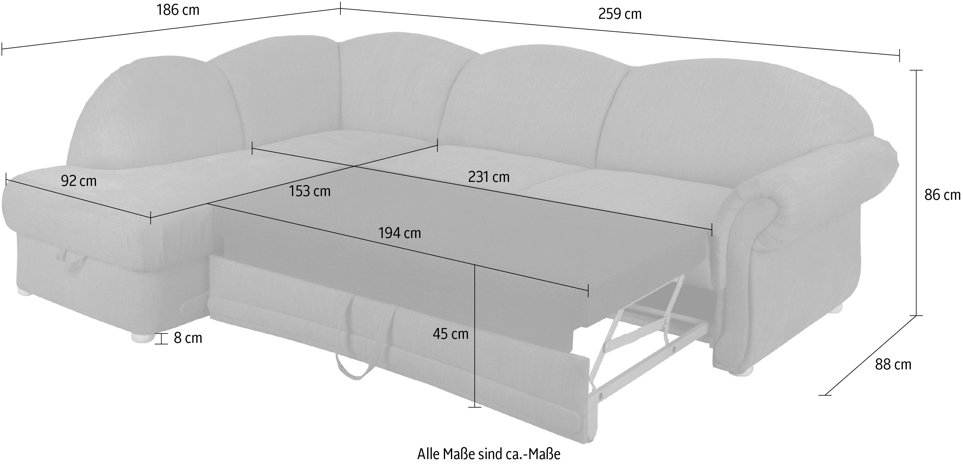 Florenz INOSIGN Ecksofa dunkelgrau