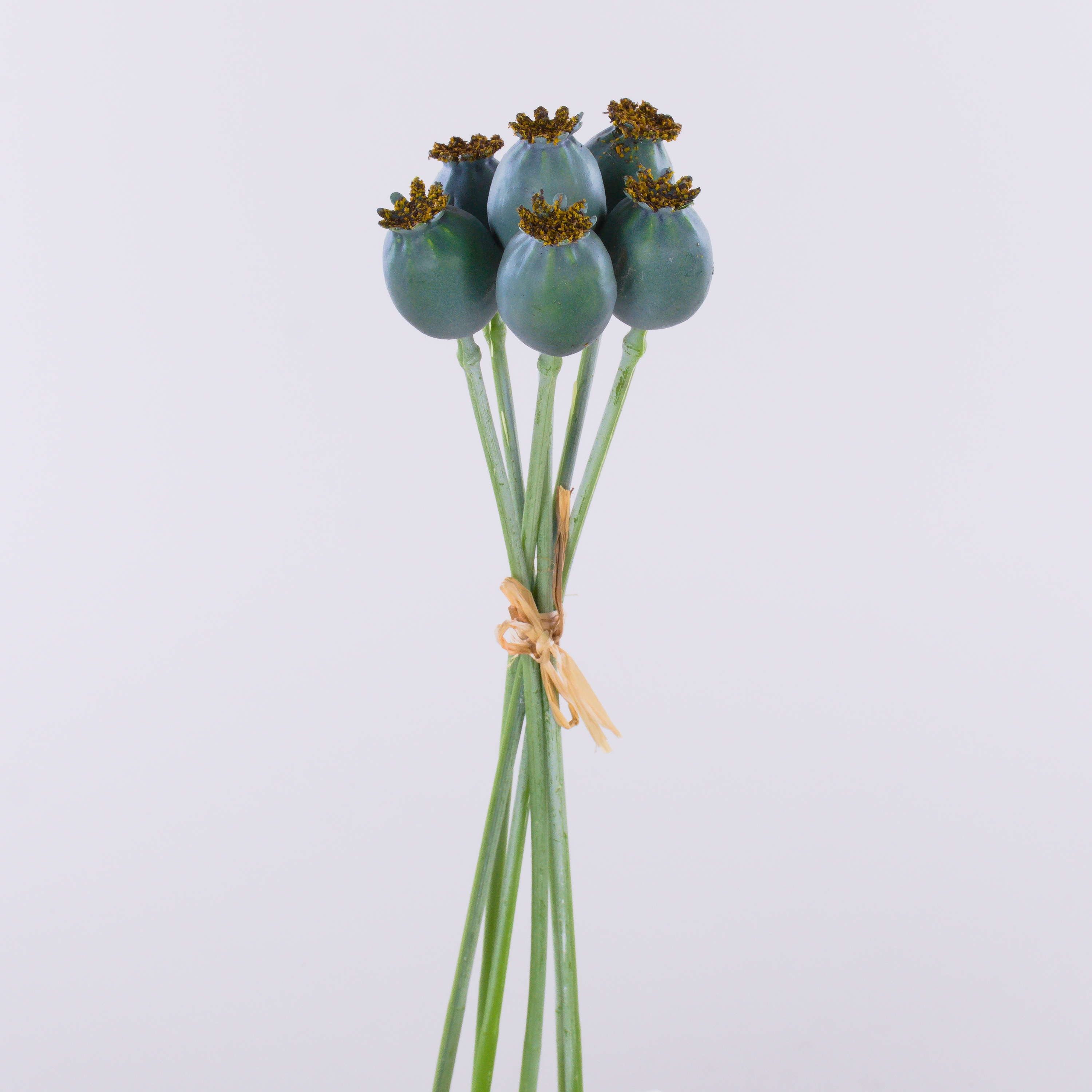 Kunstblumenstrauß Kunst Mohnkapseln TSCHIKO im Bund, mintgrün, 30cm Mohnblume, artplants, Höhe 30.0 cm