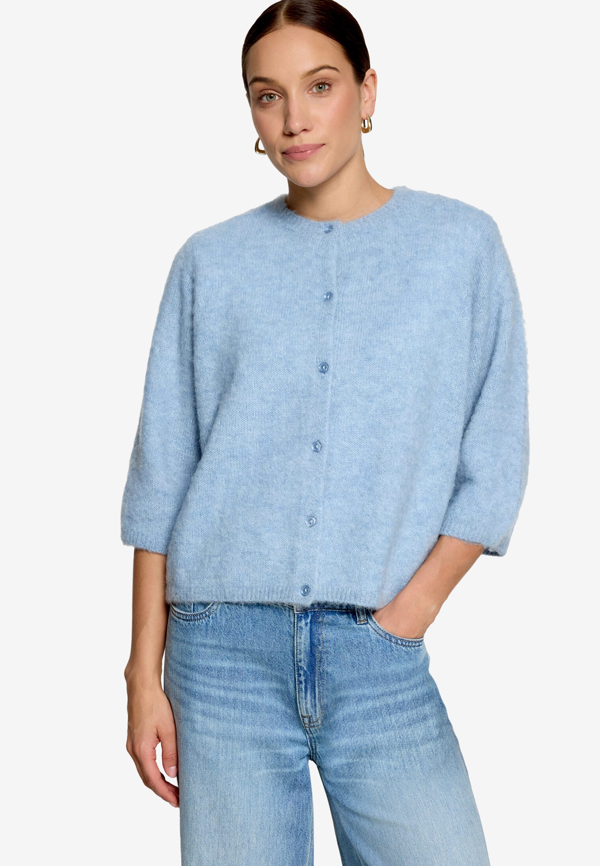 Zero Strickjacke 3/4 Arm-Cardigan mit Knöpfen / mit Wolle