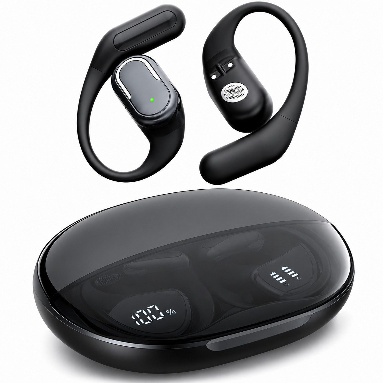 Toomoke Bluetooth Kopfhörer Kabellos, Open Ear Sport Kopfhörer mit Ohrbügel Open-Ear-Kopfhörer (Bluetooth 5.4, ENC Noise Cancelling für Anrufe, 18 mm Treiber, IPX6 Wasserdicht, 45 Std. Spielzeit, USB-C Ladecase)