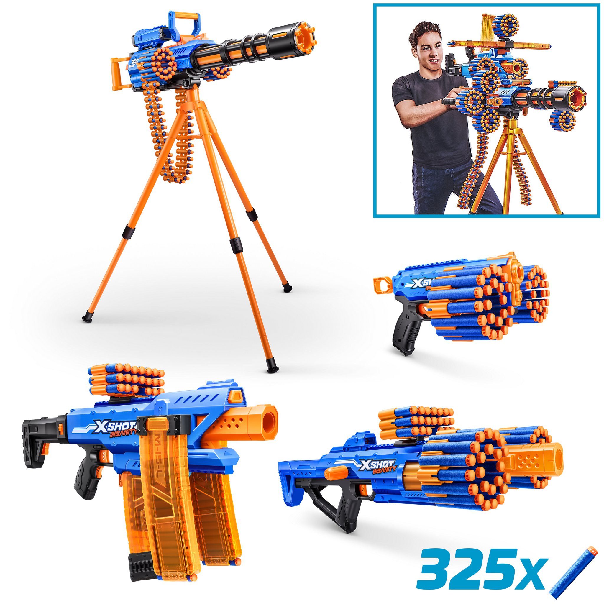 Blaster X-Shot INSANITY Mania-Bundle, 4 in 1 Set - Blaster